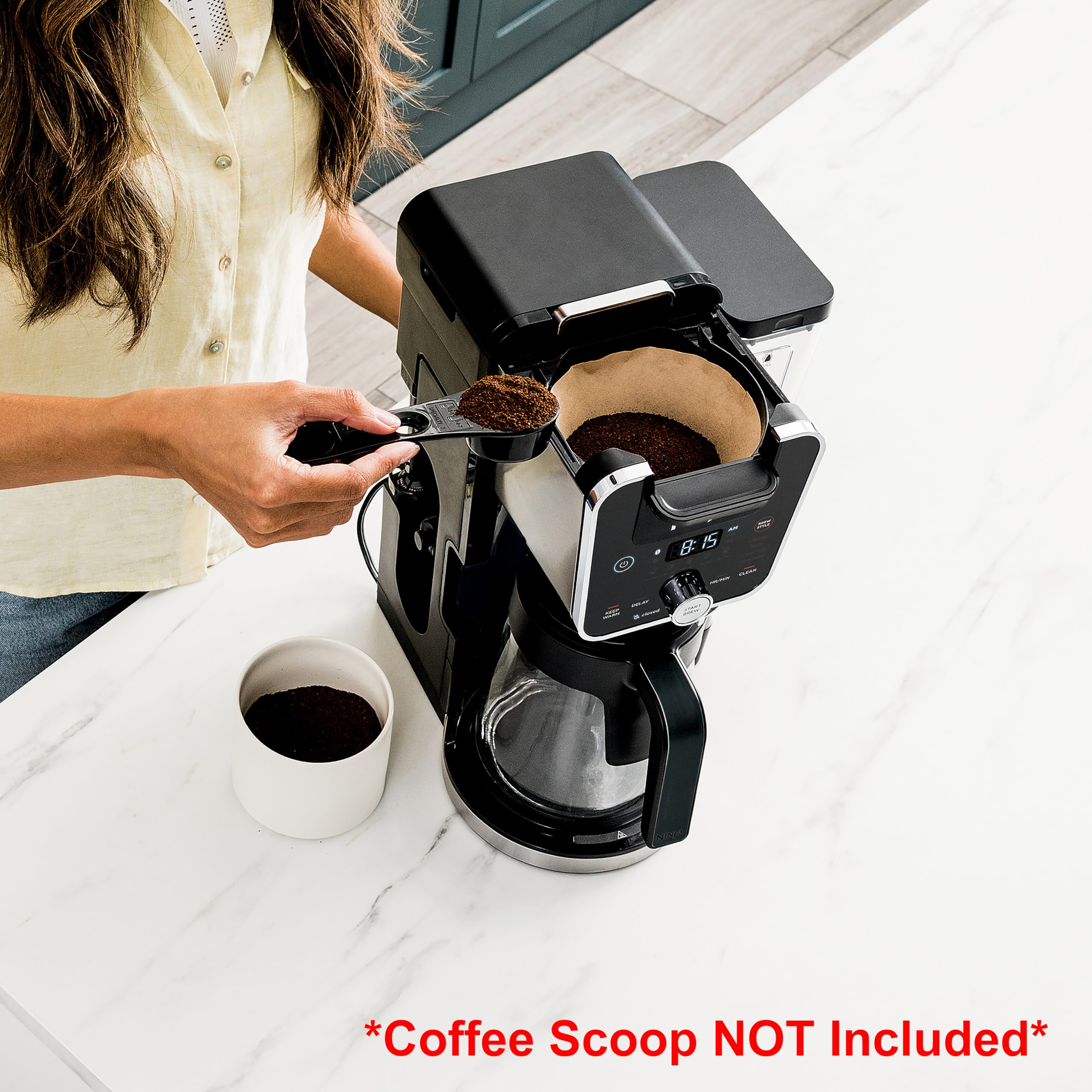 Ninja CFP451CO DualBrew System 14-Cup Coffee Maker - Single-Serve Pods & Grounds Compatible, 4 Brew Styles, Built-In Fold Away Frother, 70oz Water Reservoir & Carafe - Black (Renewed) - Perfect for Home, Office, and Entertaining Guests
