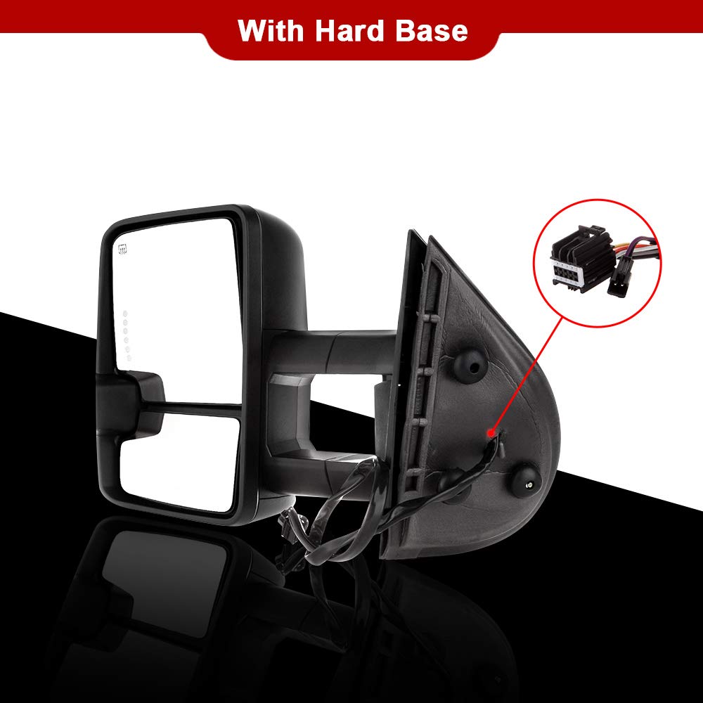 OCPTY Power-Adjusted Heated Towing Mirrors with Turn Signal - Black Housing (Left & Right) - Compatible with 2007-2013 Chevy Avalanche 1500, Suburban 1500/2500, Tahoe & GMC Yukon - Perfect for Towing, Camping & Off-Road Adventures