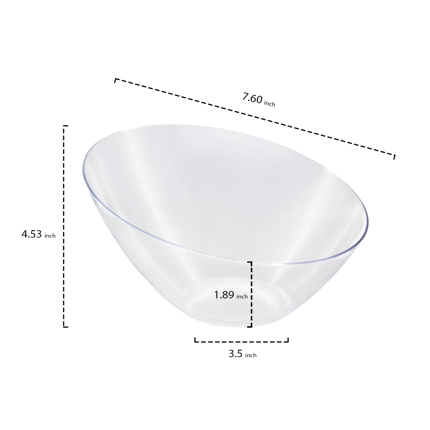 Clear Plastic Serving Bowls for Party Snacks, Appetizers & Salads - Durable Disposable Angle Bowls for Entertaining, Picnics & Events