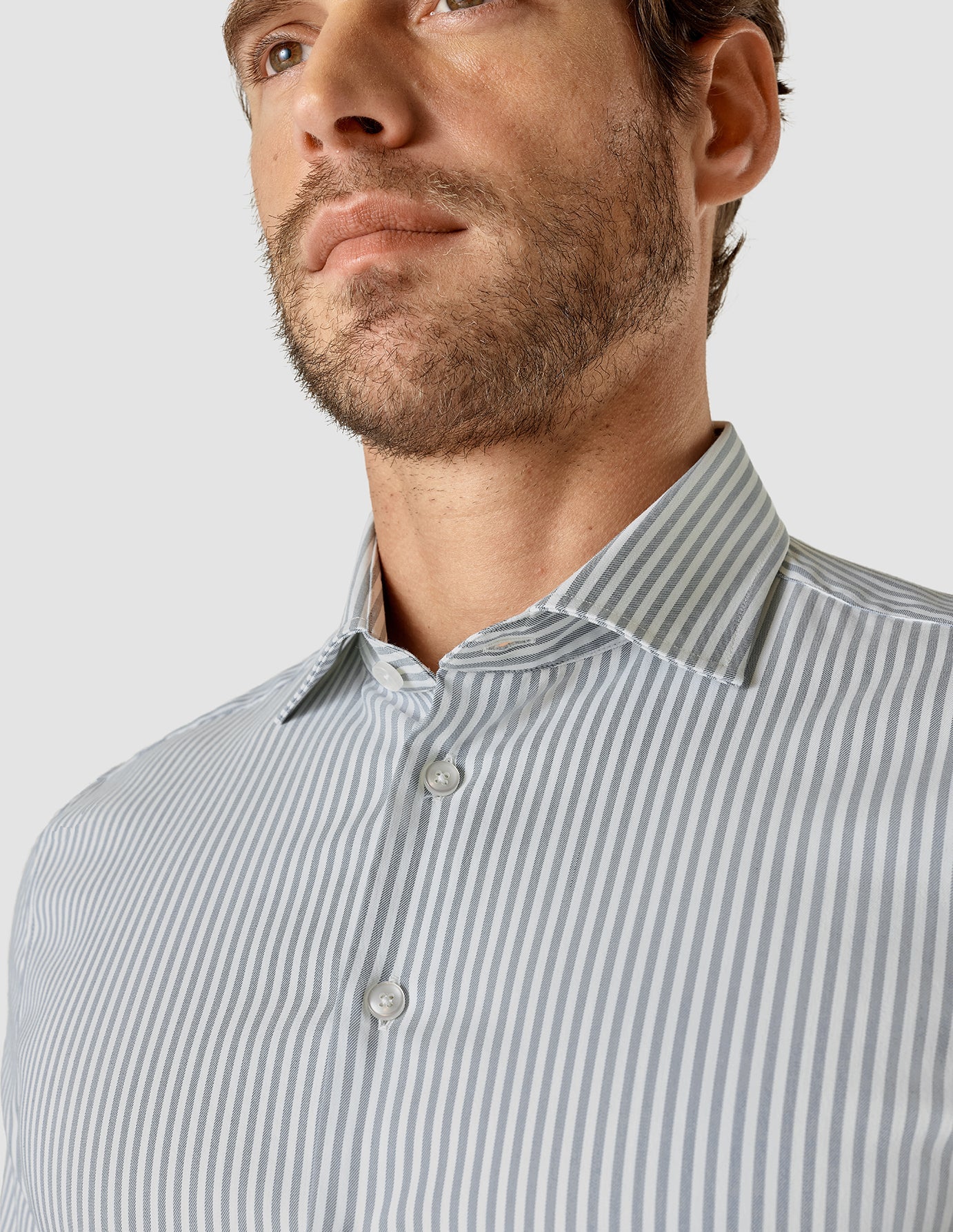 Premium Slim Fit Blue Mirage Striped Dress Shirt for Men - Perfect for Business, Office, and Formal Occasions