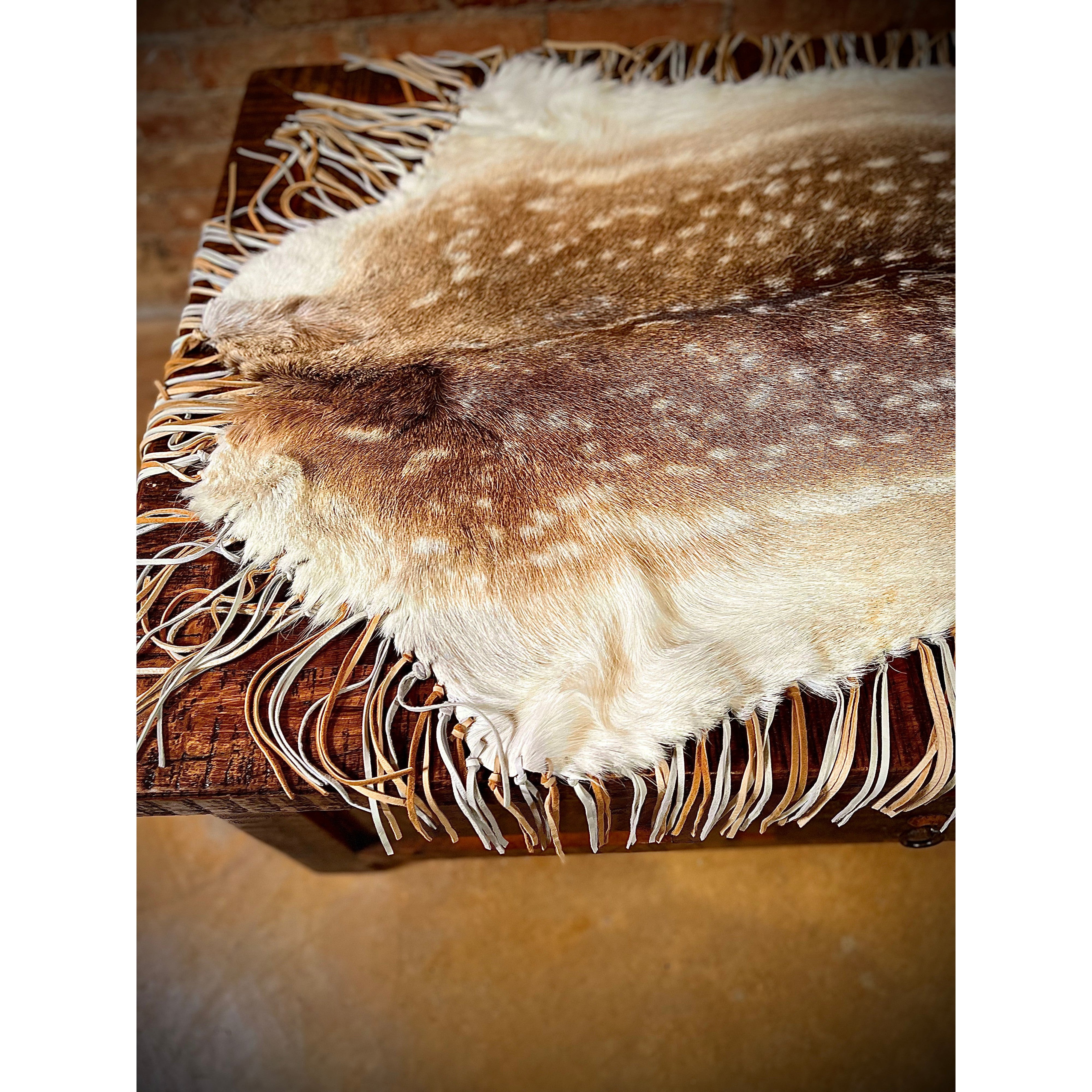 Premium Fallow Deer Hide Table Topper - Natural Leather Desk Cover for Rustic Home Decor | Perfect for Dining Tables, Coffee Tables & Cabinets