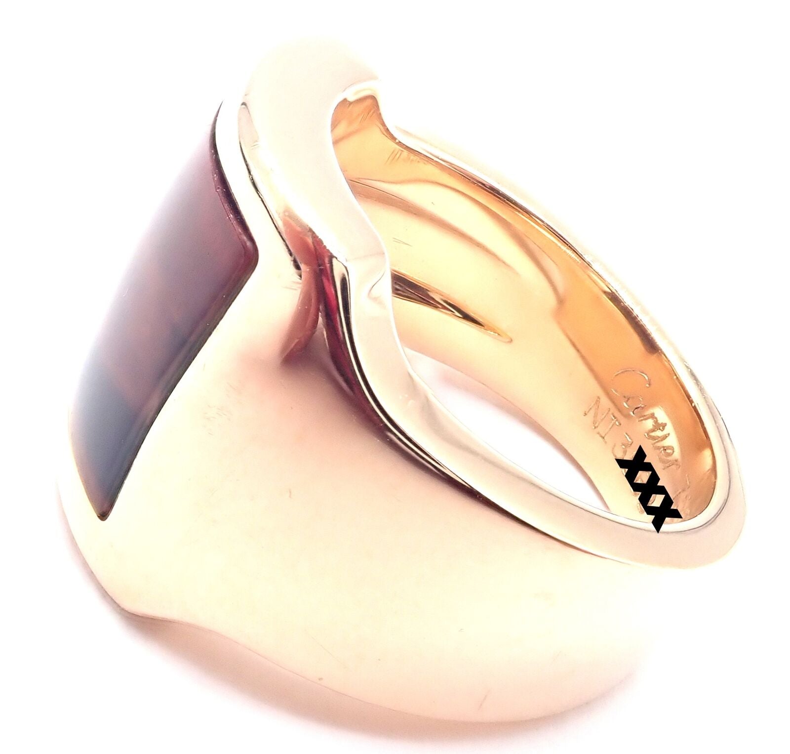 Authentic Cartier 18k Rose Gold Santos Dumont Bull Eye Quartz Ring with Certificate - Luxury Jewelry for Women, Perfect for Weddings, Anniversaries & Special Occasions