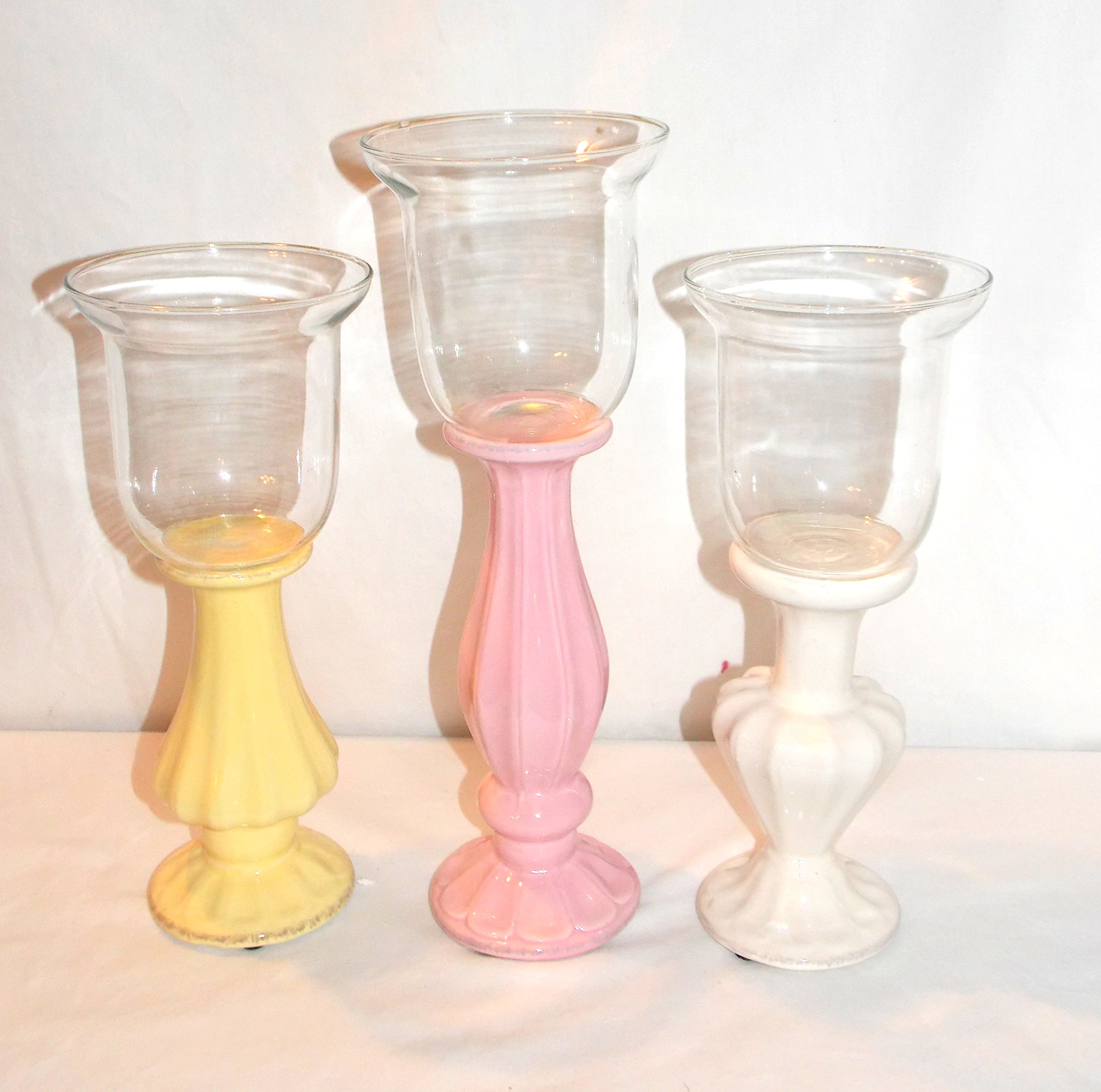 Yankee Candle 3-Piece Primavera Hurricane Glass Tea Light Holder Set - Elegant Home Decor for Weddings, Parties & Romantic Ambiance