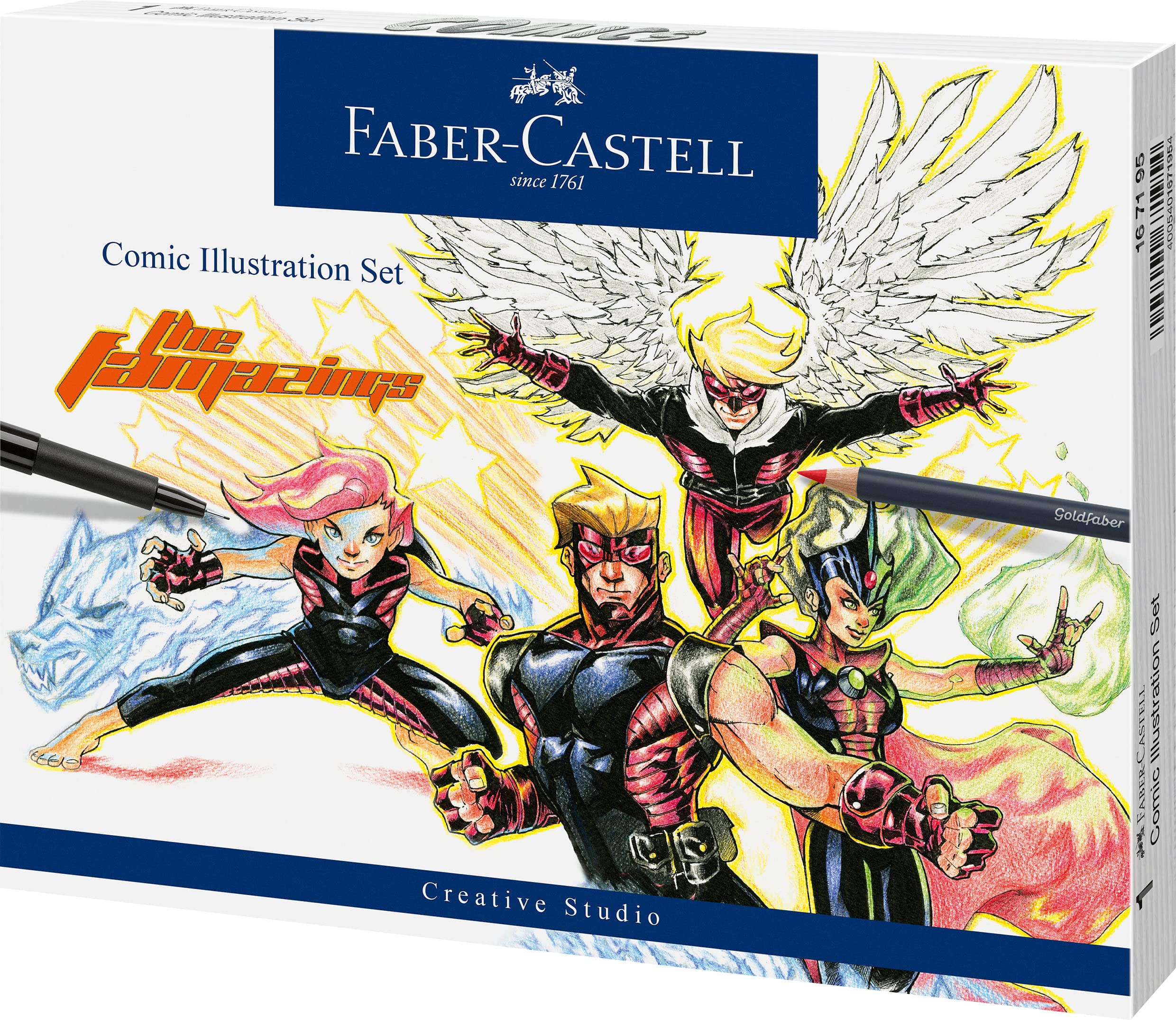 Faber-Castell Comic Drawing Kit - Pitt Pens & Goldfaber Pencils for Superhero Art