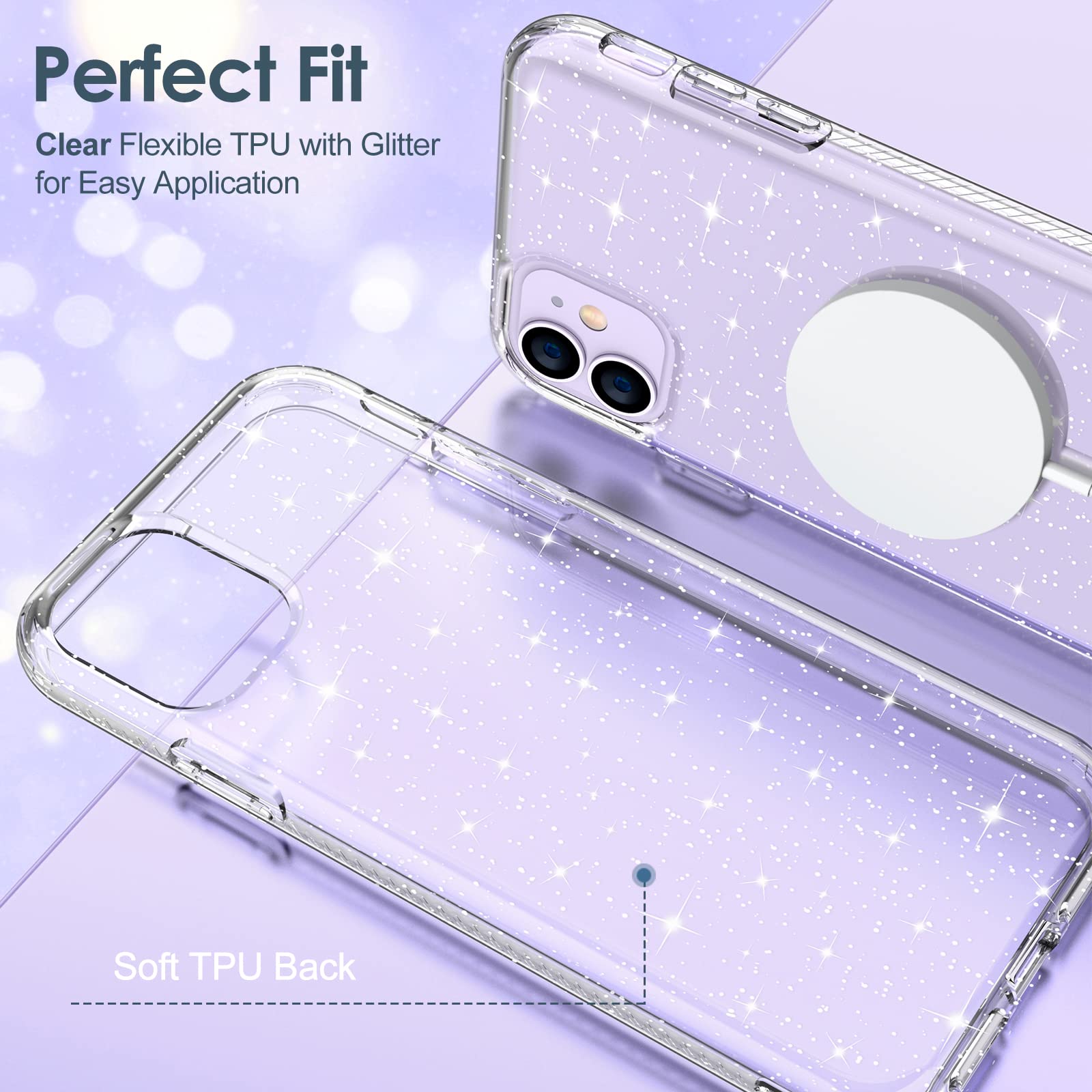 Hython Sparkly Clear Glitter Case for iPhone 11 - Cute Shiny Bling Protective Cover with Anti-Scratch Soft TPU | Slim Fit Shockproof Phone Case for Women & Girls | Perfect for Everyday Use, Parties & Gifts