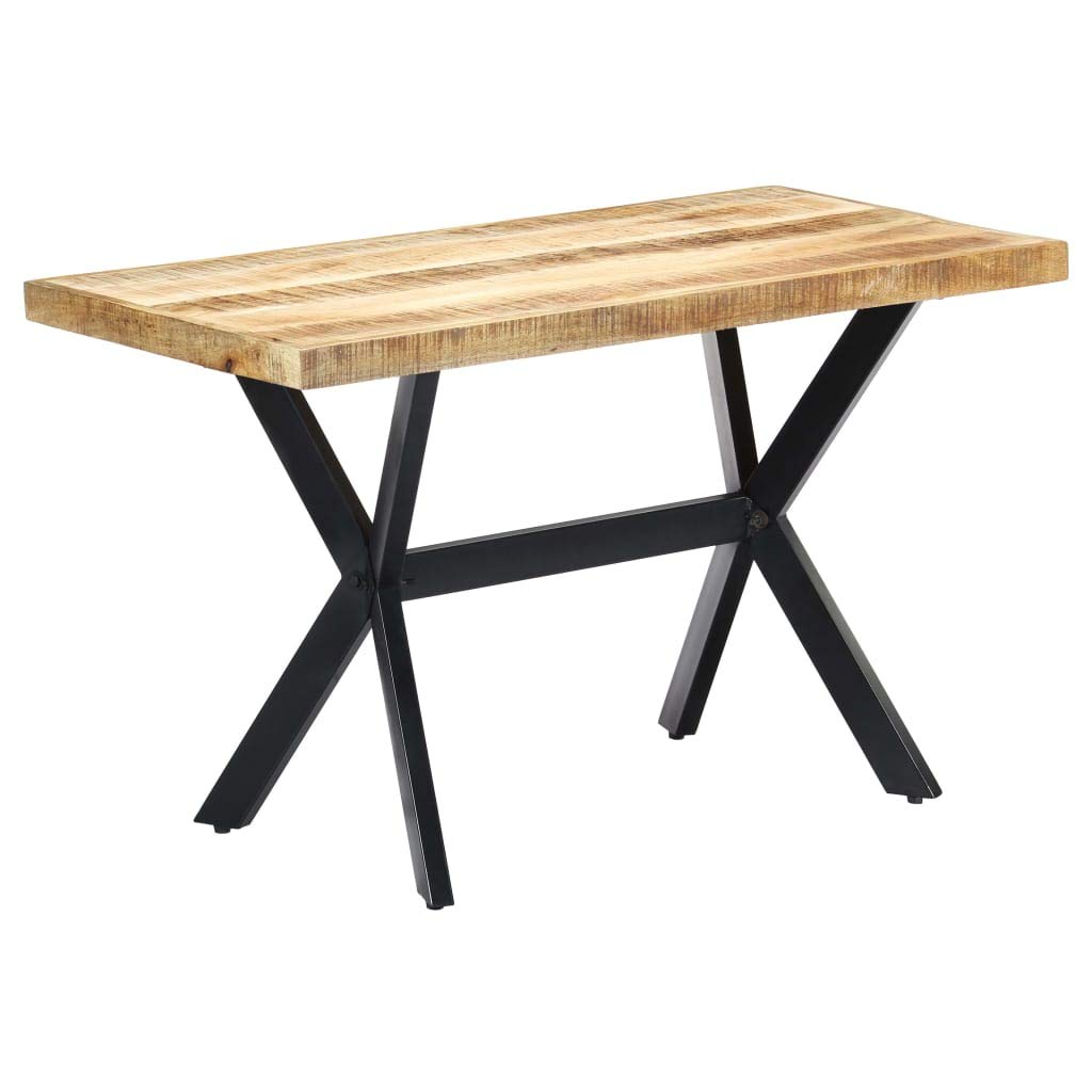 Rustic Farmhouse Dining Table - Solid Mango Wood & Metal Frame Kitchen Table (47.2