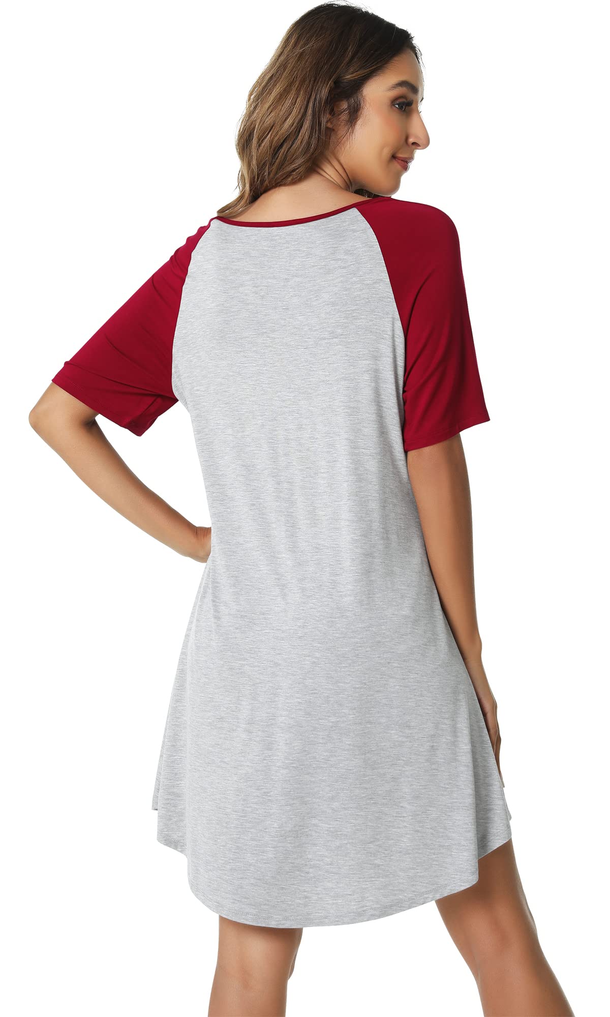 WiWi Women's Bamboo Viscose Nightgown - Lightweight Short Sleeve Sleep Shirt, Soft Summer Pajama Dress for Lounge & Bedtime, Sizes S-XXL