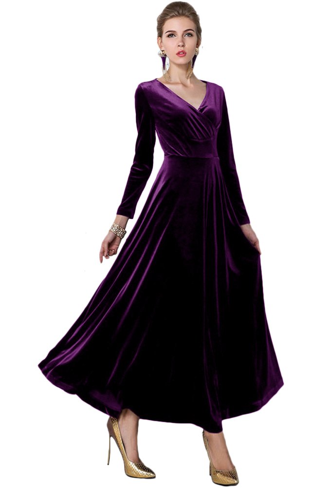 Elegant Velvet Long Dress for Women - Evening Party, Dancing & Christmas Maxi Dress - Perfect for Holiday Parties, Formal Events & Special Occasions