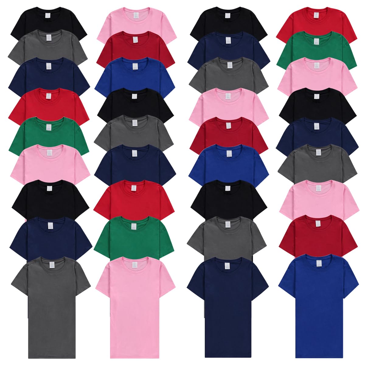 BillionHats Women's Cotton Crew Neck Short Sleeve T-Shirts in Bulk - Assorted Colors Pack for Casual Wear, Layering & Everyday Outfits