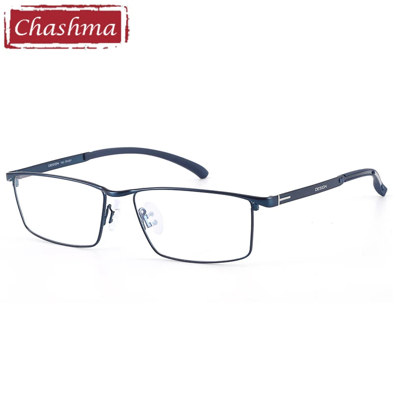 Men's Titanium Alloy Square Full Rim Eyeglasses 49318 - Lightweight Durable Frame for Work, Reading & Fashion