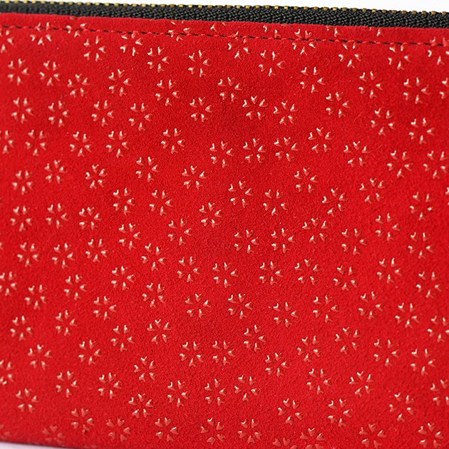 Premium Japanese Deerskin Leather Zip Long Wallet with Urushi Lacquer - Cherry Blossom Red, Handmade in Japan | Luxury Bifold Wallet for Men & Women, Perfect for Travel, Business & Everyday Use