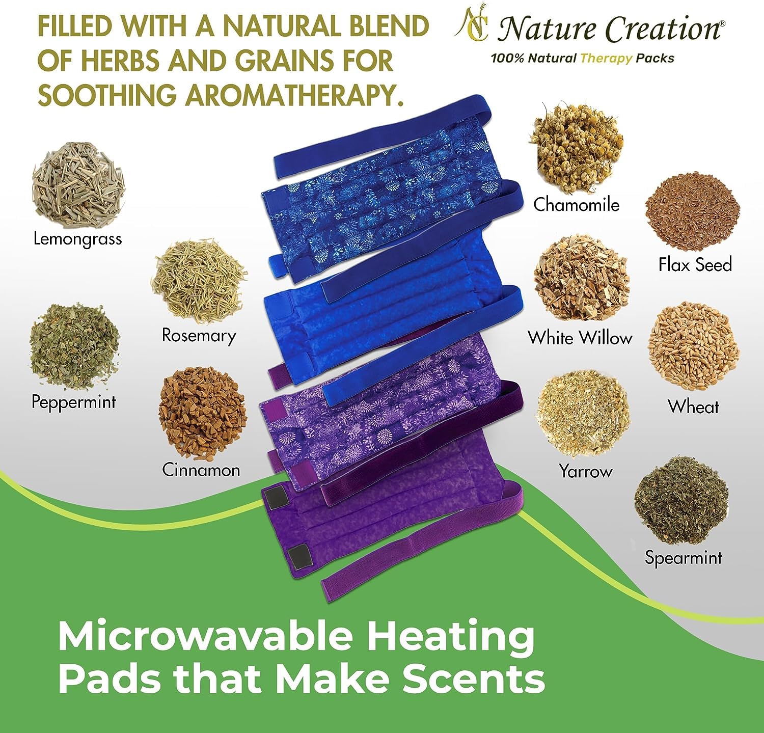 Nature Creation Reusable Microwave Heat Pad - Hot Therapy Pack for Back Pain, Sore Muscles & Spine Relief - Microwavable Heating Pad for Home, Office & Travel Use - Blue Marble (1 Pack)