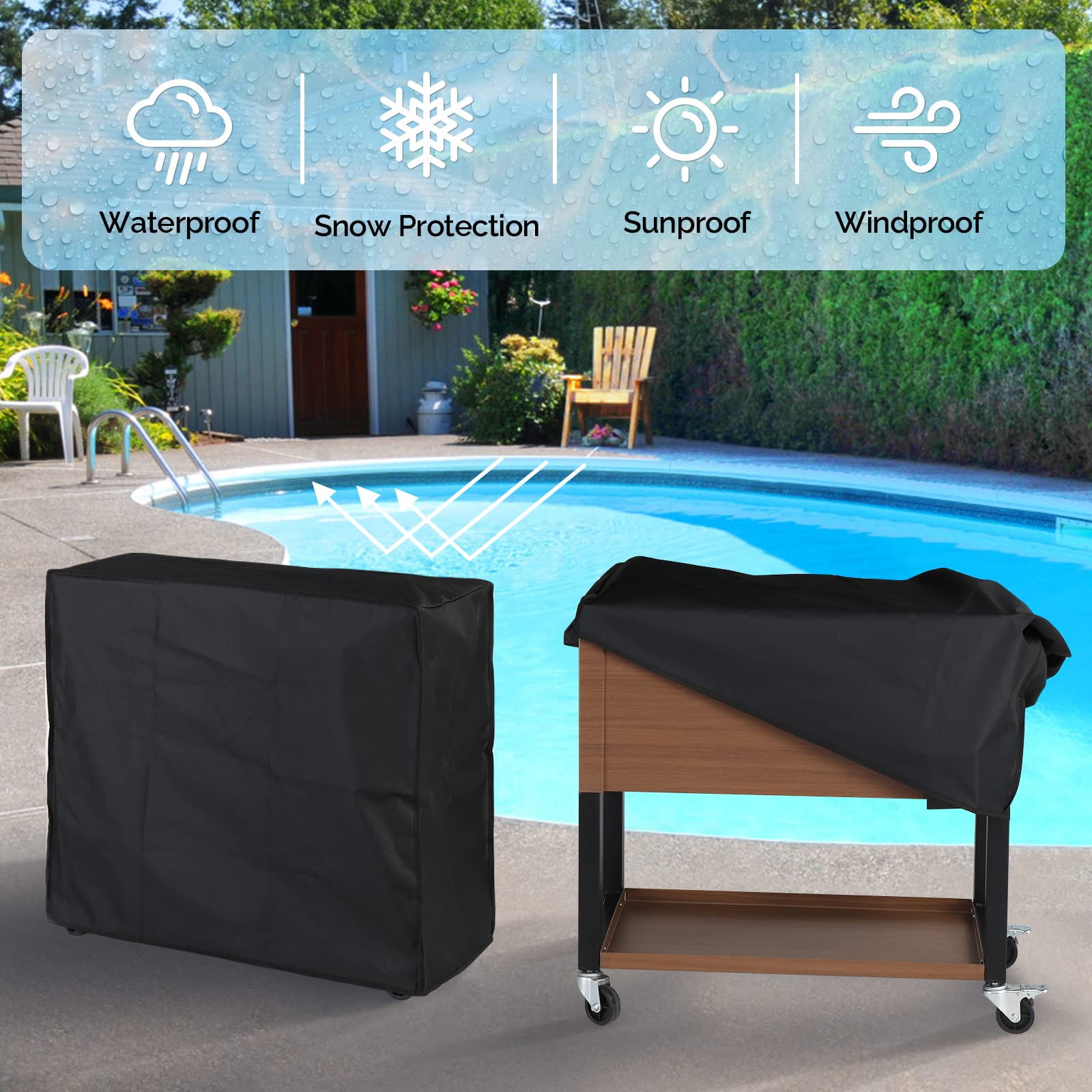 VINGLI 80 Quart Rolling Cooler with Wheels - Portable Outdoor Ice Chest for Camping, Beach, BBQ & Tailgate Parties - Heavy Duty Patio Beverage Cart for Picnics, Backyard Gatherings and Outdoor Events