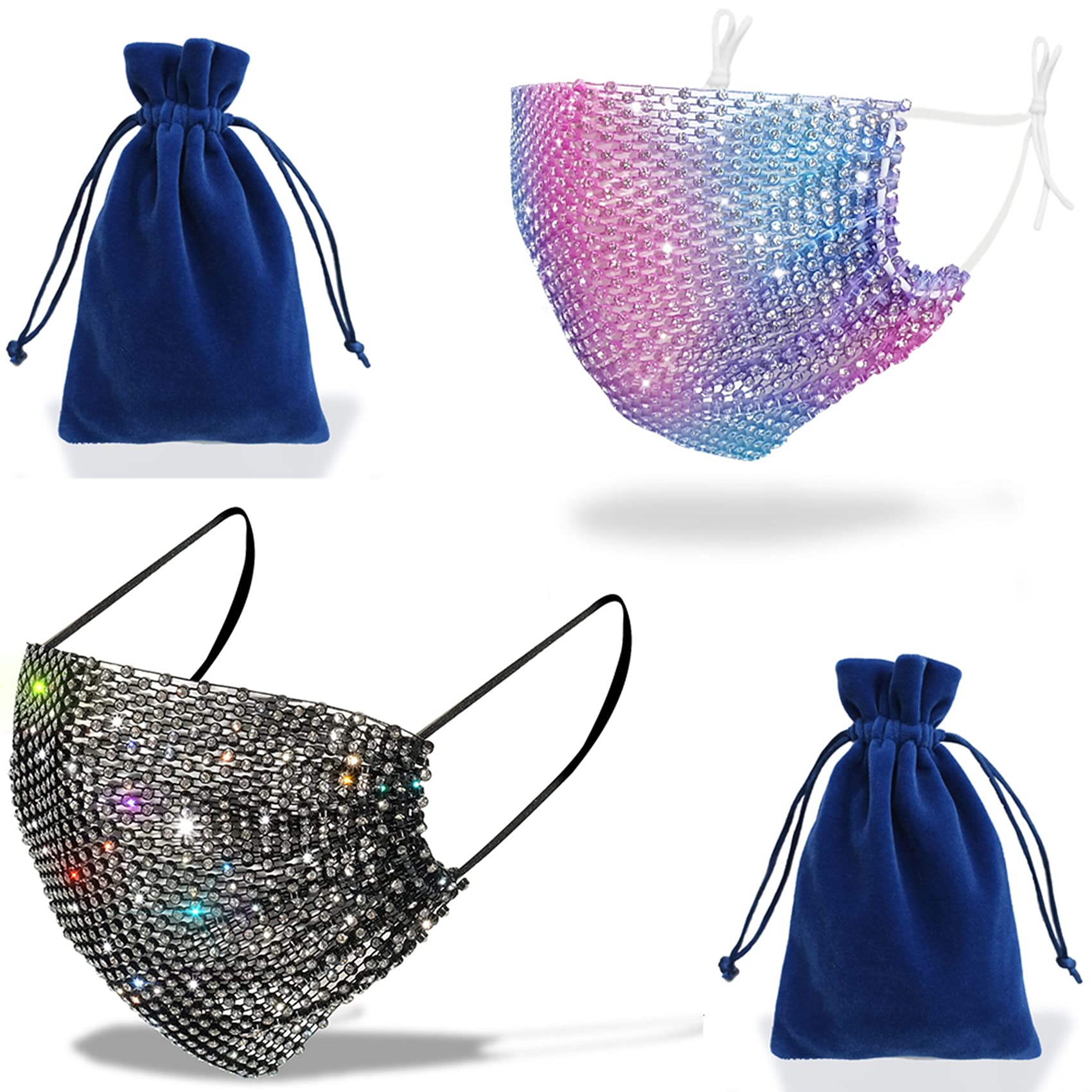 Sparkly Rhinestone Mesh Face Mask for Women - Glitter Bling Masquerade Mask for Parties, Halloween & Cosplay - Reusable & Comfortable Fashion Accessory