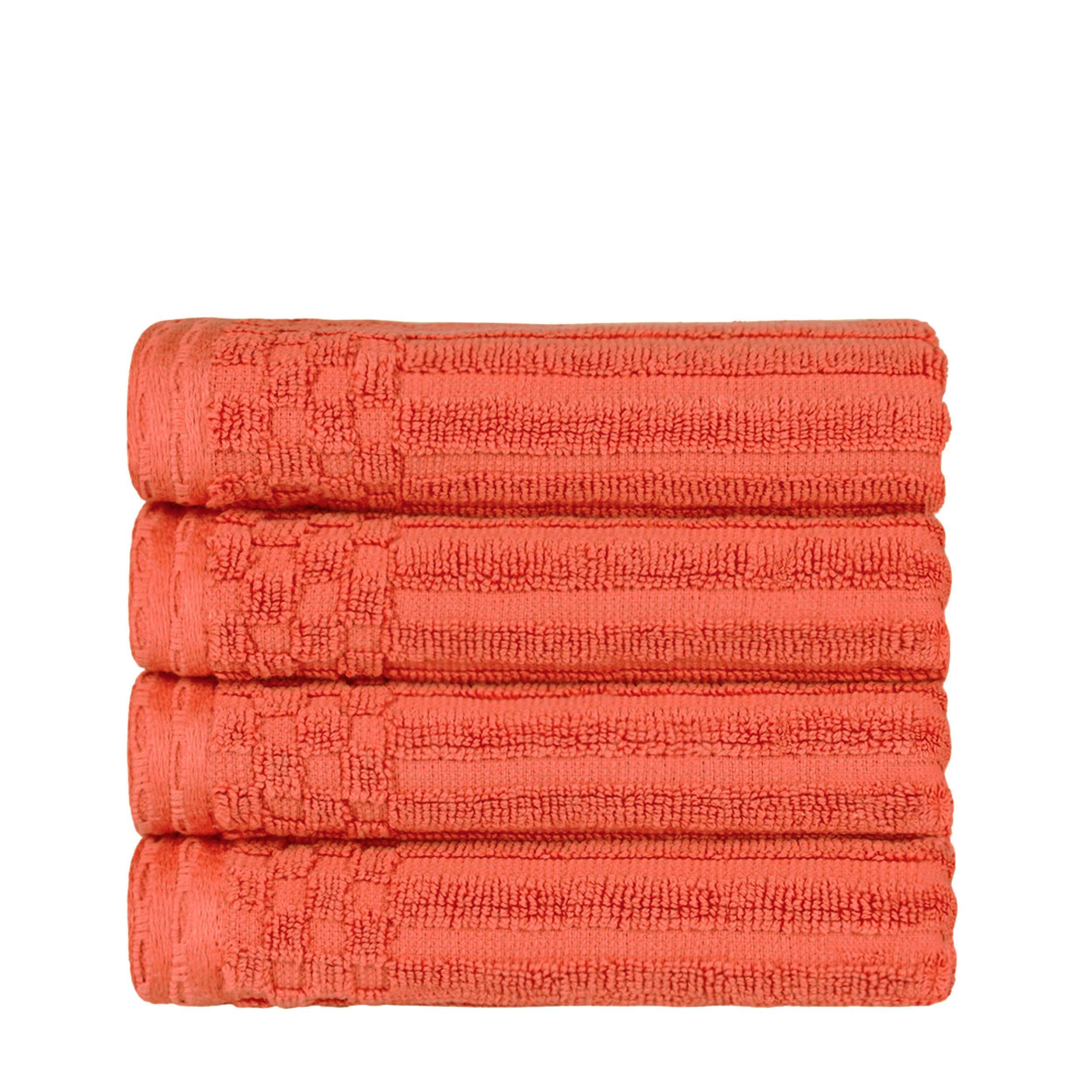 Premium Cotton Ribbed Textured Hand Towels - Ultra Absorbent 4-Piece Bath Towel Set for Kitchen, Bathroom & Gym - Soft Quick-Drying Guest Towels