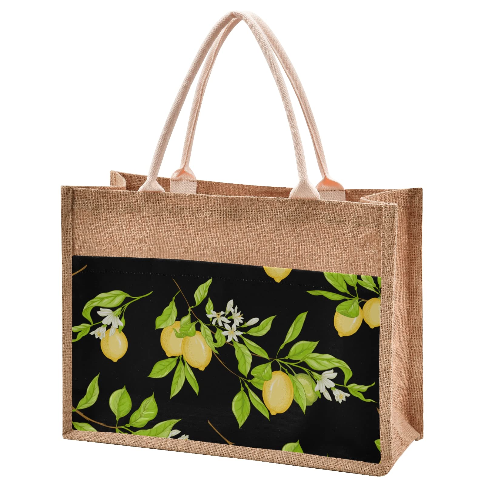 Eco-Friendly Jute Tote Bag with Zipper Pocket - Durable Burlap Beach Bag with Handles - Perfect for Bridesmaid Gifts, Grocery Shopping & Farmers Market Use