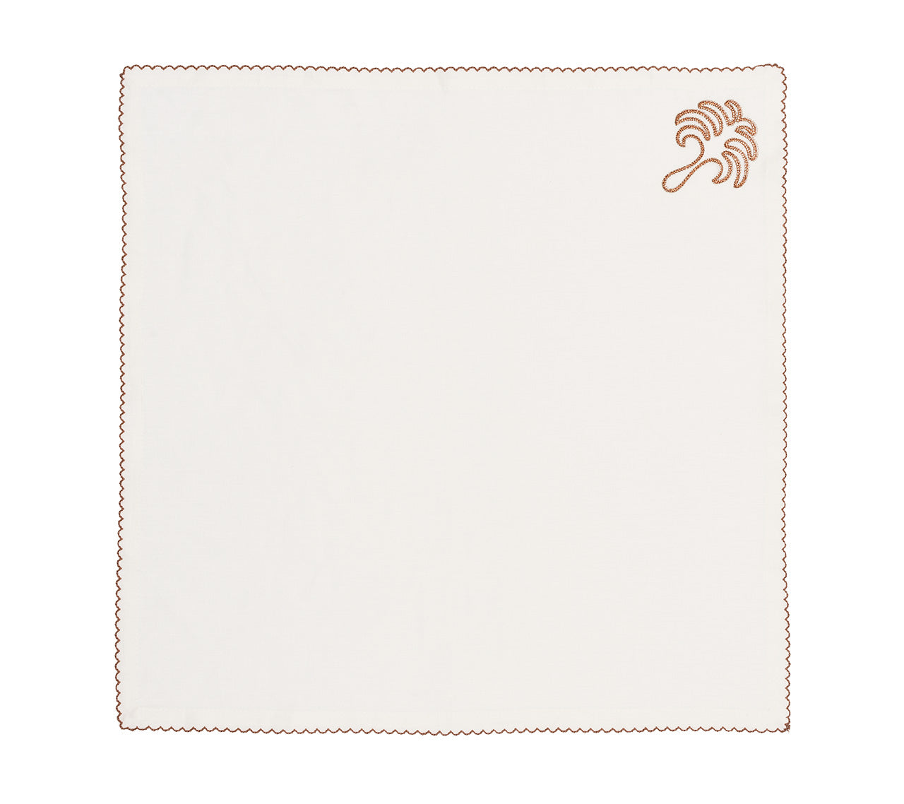 Royal Palm Napkins Set of 4 - Premium White & Brown Linen Table Napkins for Fine Dining, Dinner Parties & Elegant Home Decor