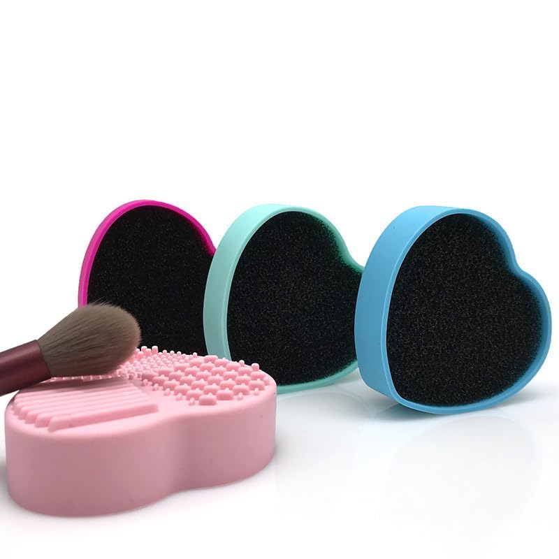MobFest® Eco-Friendly Silicone Heart Makeup Sponge Brush Cleaner Pad – Durable, Reusable, Multicolor (Medium, 1-Pack) – Perfect for Washing Beauty Blenders & Makeup Brushes