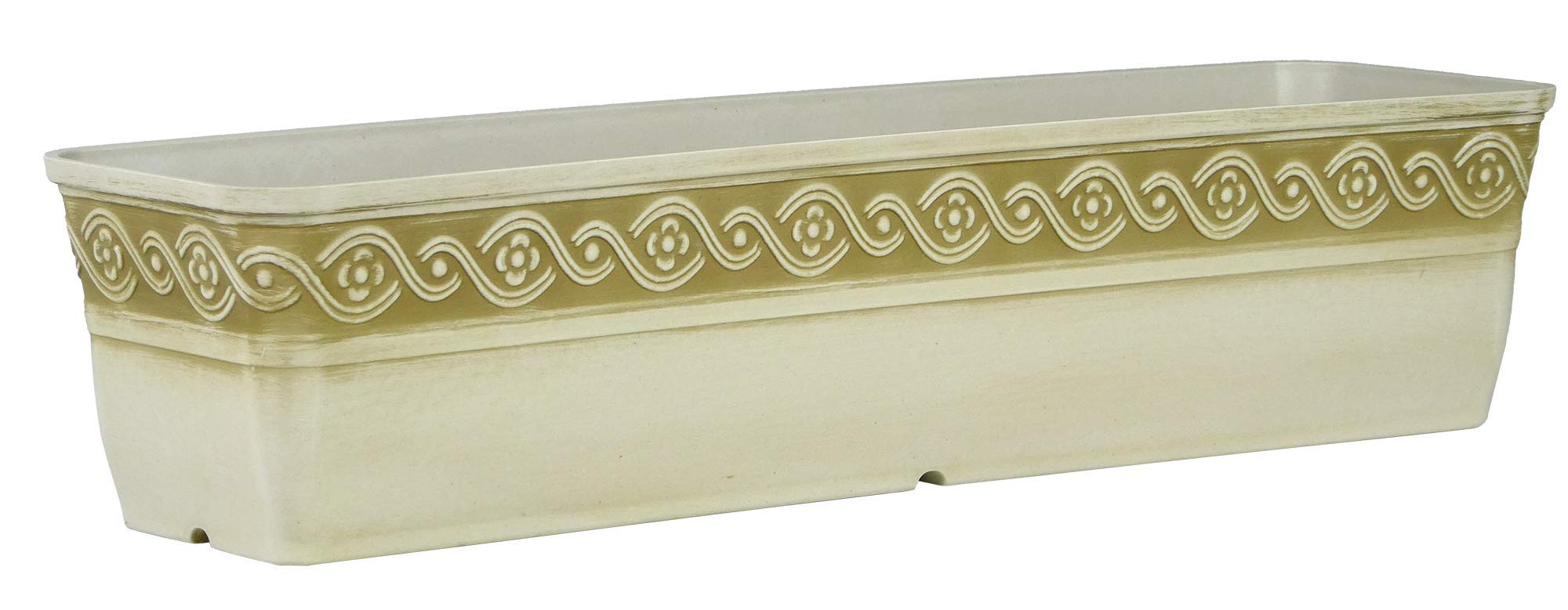 Classic Home and Garden 9418D-514 Corinthian Collection 18-Inch Trough Planter - Desert Finish for Indoor/Outdoor Decor, Patio, Garden, and Balcony Plant Display