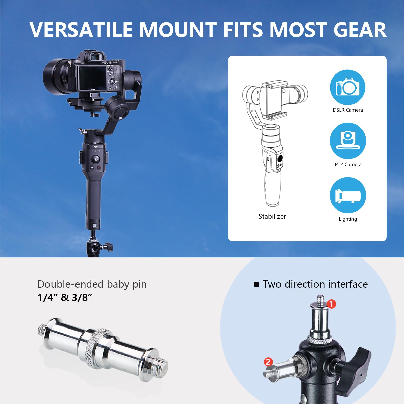 RAUBAY 16' Heavy Duty Professional Sky High Tripod - Extreme Tall Aluminum Alloy Video Camera Stand with Air-Cushioned Telescoping Legs & 1/4