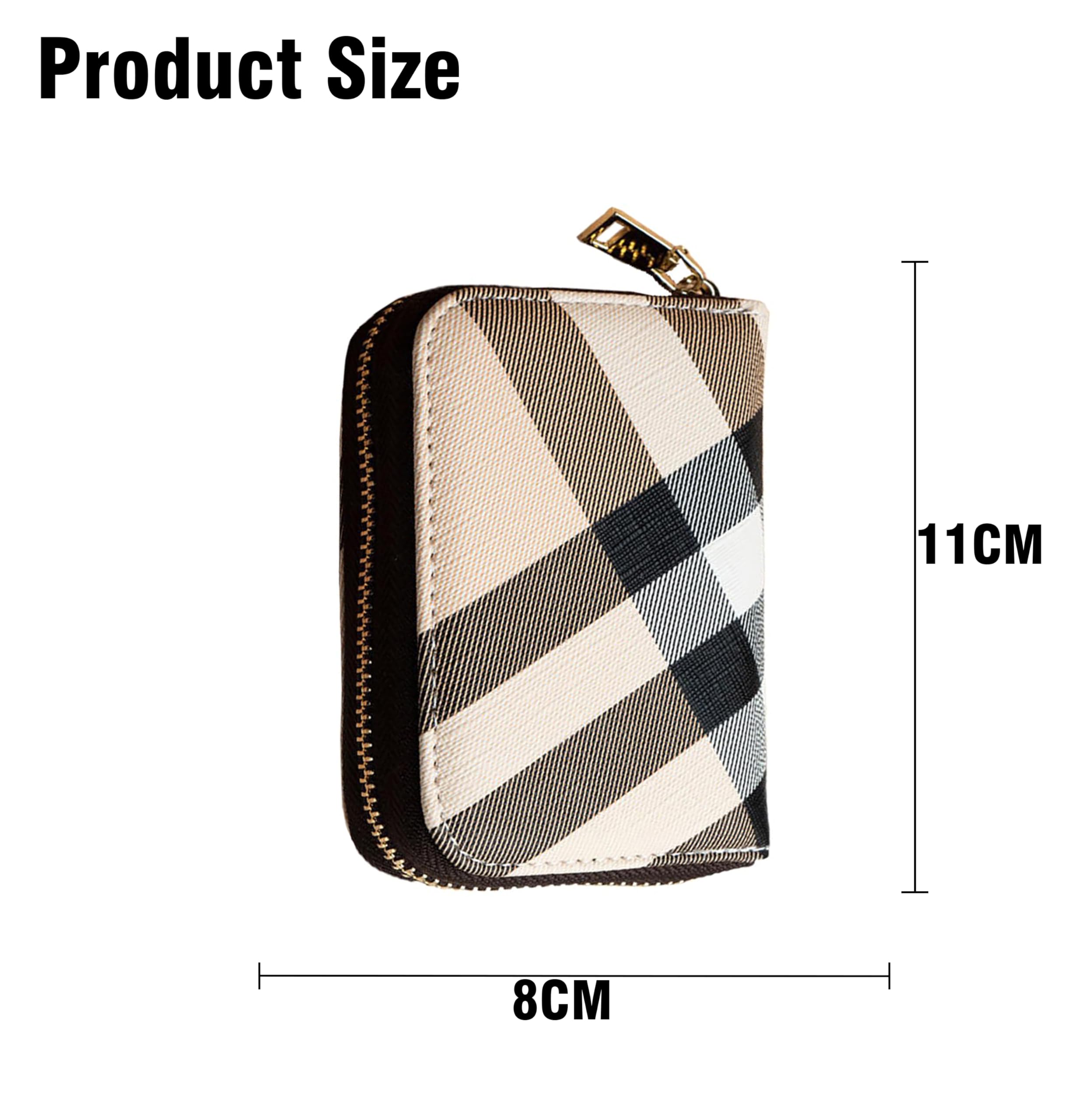 SYGA Fashion Women's Zipper Card Holder - Slim RFID Blocking Credit Card Wallet for Men & Women - Multi-Pocket ID & Driver's License Organizer (Cream) | Perfect for Travel, Shopping & Everyday Use