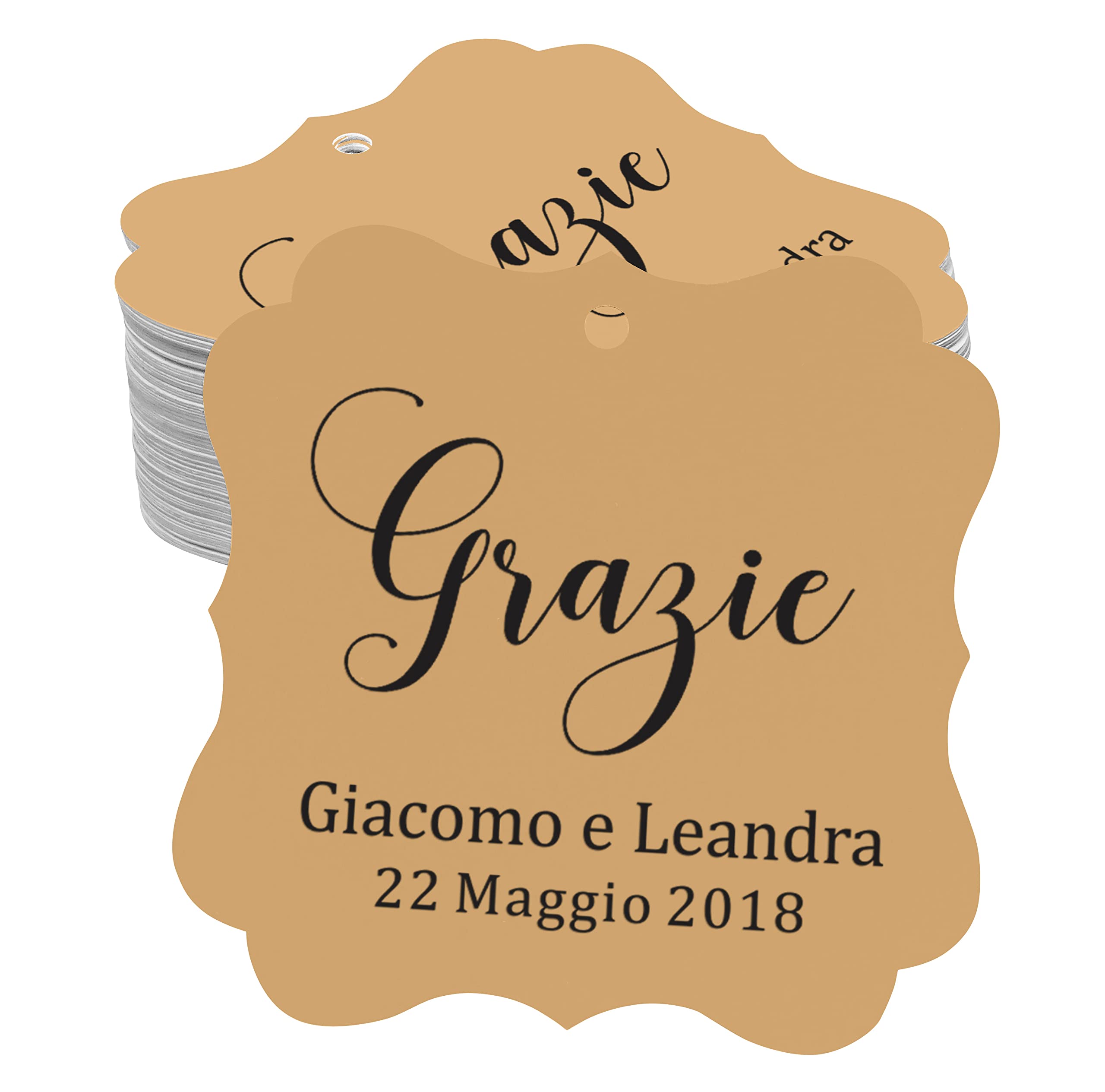 Custom Wedding Favor Tags - Kraft Thank You Gift Tags for Weddings (Pack of 50) - Perfect for Bridal Shower, Reception Favors & Special Events