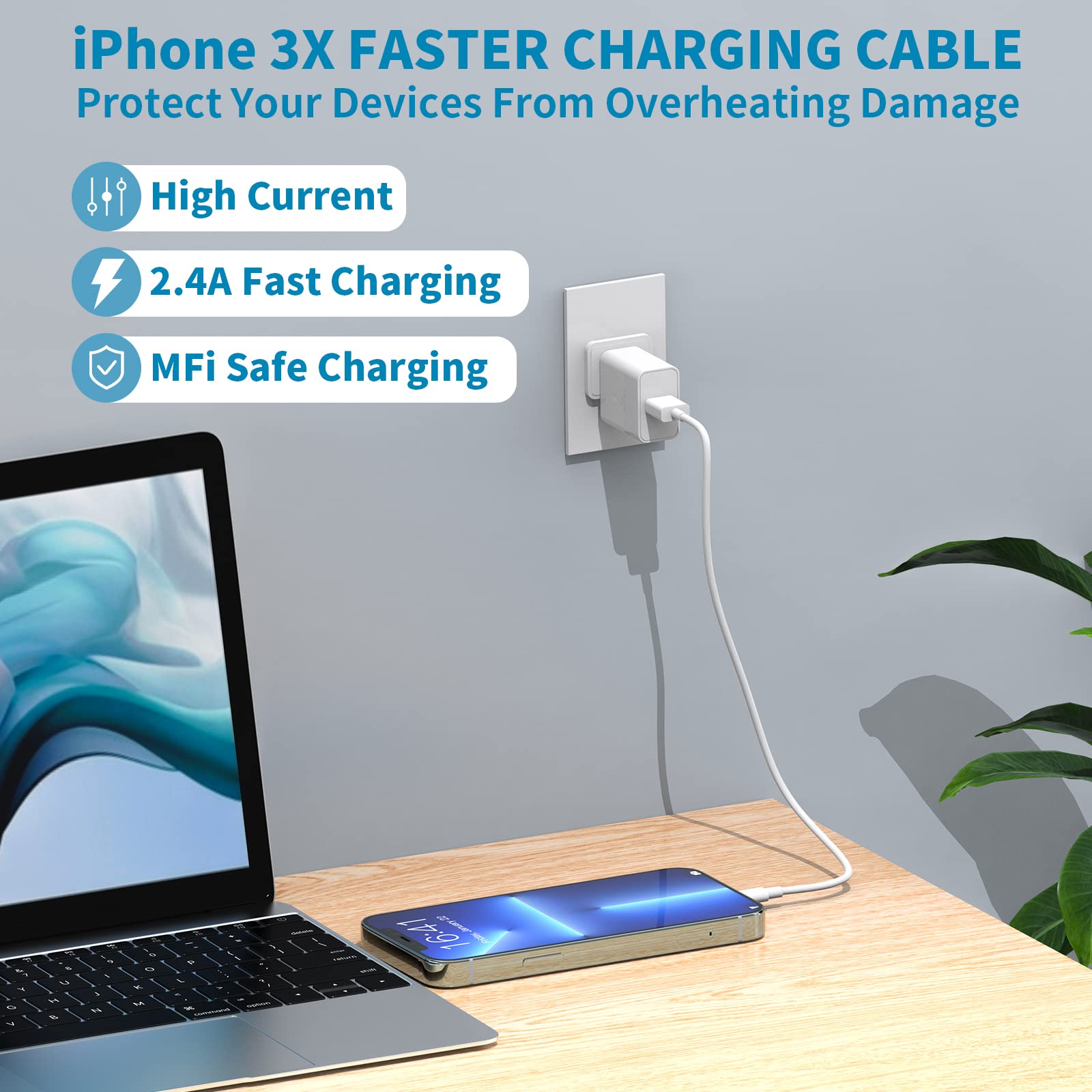 Apple MFi Certified 8-Inch Short iPhone Charger 5 Pack - Fast Charging Lightning to USB Cable for iPhone 14/13/12/11/Pro Max/XR/XS/X/8/7/6, iPad & AirPods - High Speed Data Sync & Transfer - Perfect for Home, Office, Car & Travel Use