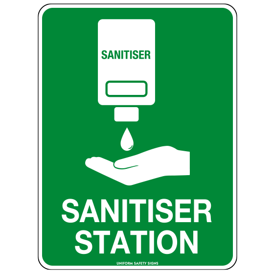 Poly Hand Sanitizer Station Sign 30x22.5cm | Wall-Mounted Sanitation Notice for Offices, Schools & Public Spaces | Durable Plastic Hygiene Sign