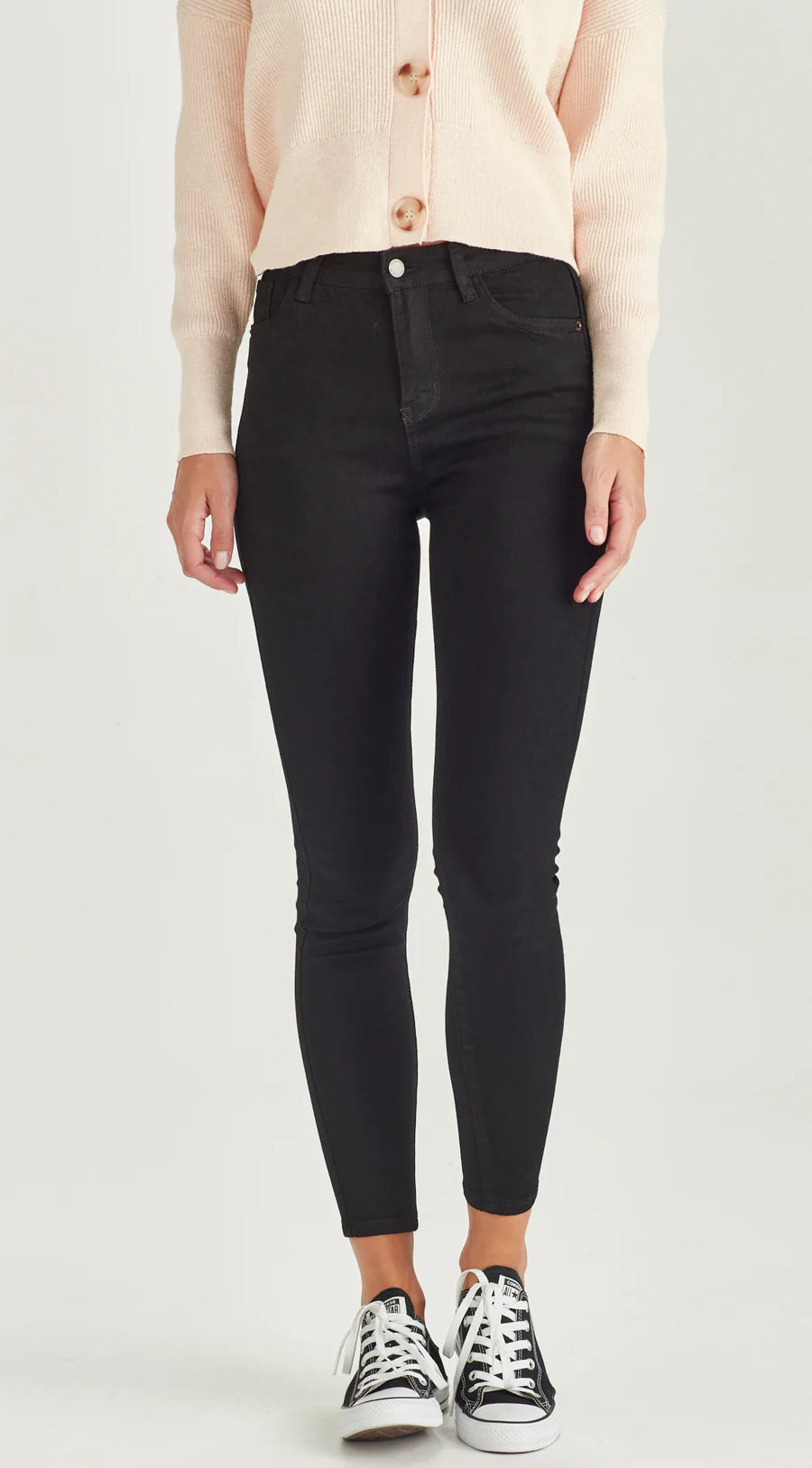 Bowie Black Ankle Grazer Jeans for Women - High Waist Skinny Denim Pants | Perfect for Casual Outfits, Workwear & Night Out