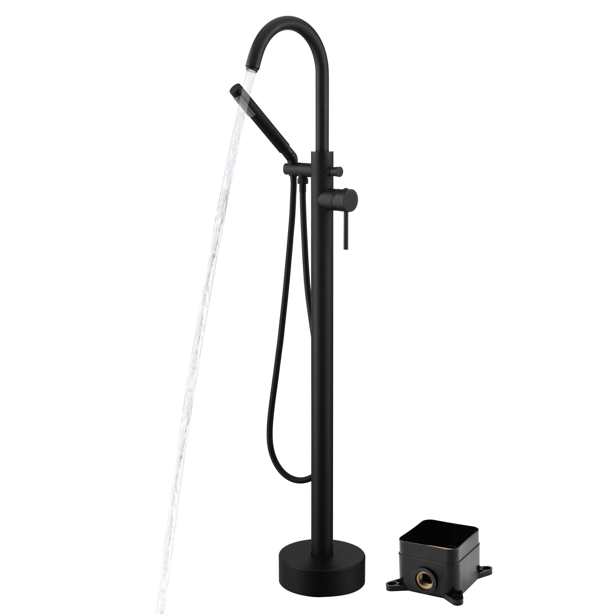 Freestanding Bathtub Faucet Matte Black - Floor Mounted Tub Filler with Handheld Shower - High Flow Rate - Perfect for Modern Bathroom & Spa Relaxation