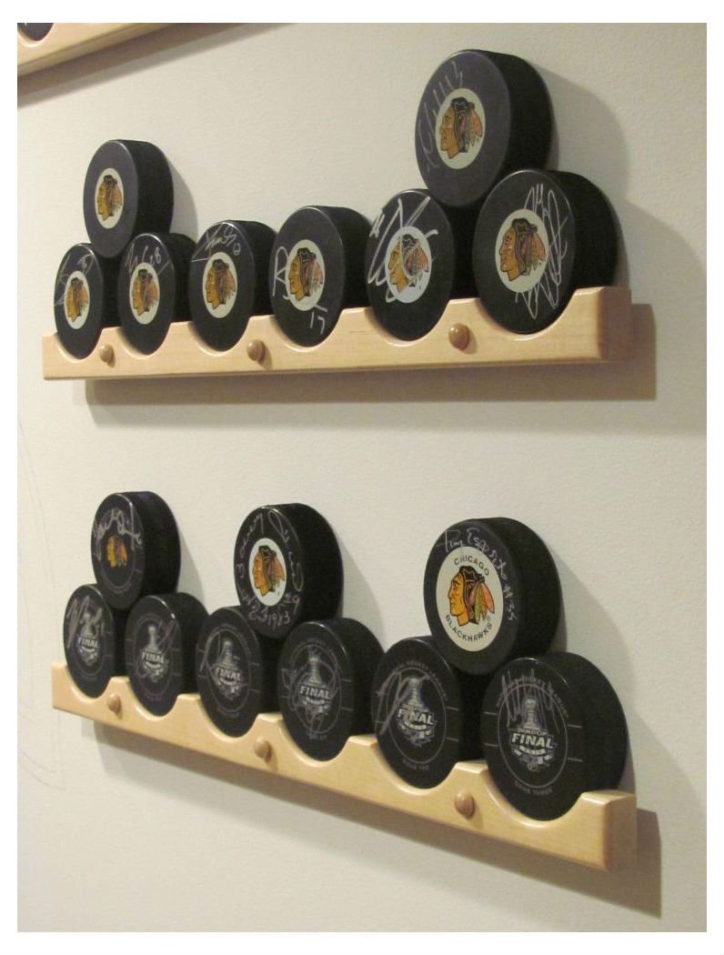 6-Piece Hockey Puck Display Case Holder & Rack - Wall Mounted for Collectible NHL Pucks - Perfect for Sports Memorabilia, Man Cave, and Hockey Fan Gifts