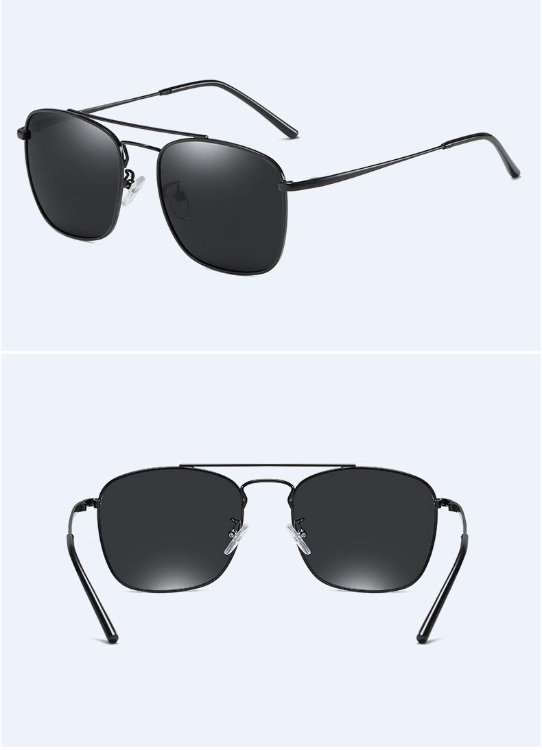 PLOPLO 55mm Square Polarized Sunglasses for Men - UV Protection, Classic Retro Style - Perfect for Driving, Fishing & Outdoor Activities