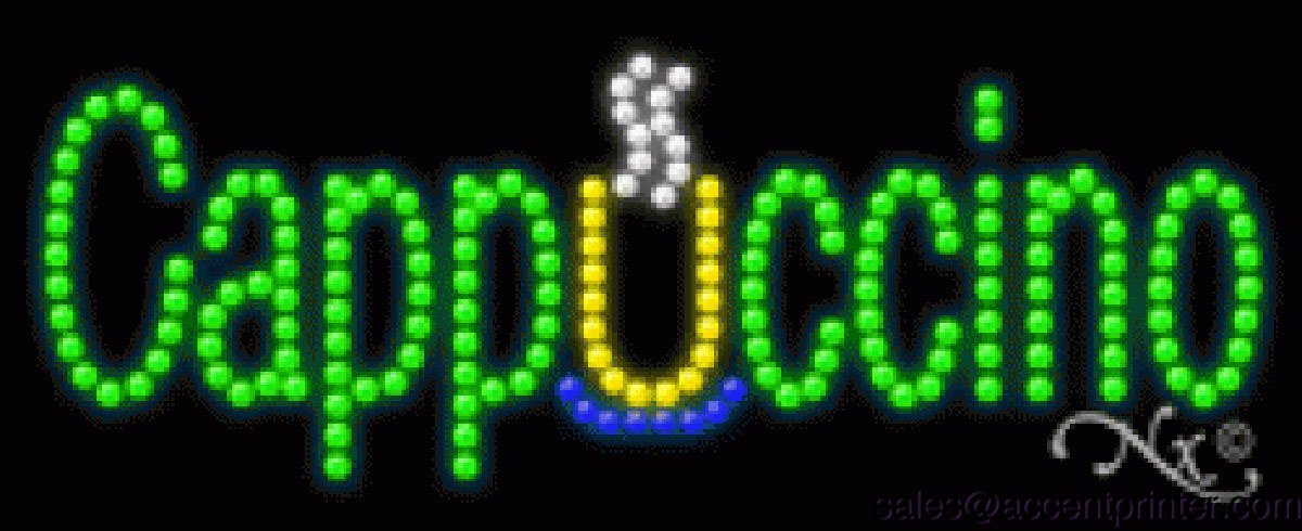 High Impact Cappuccino Flashing Animated LED Sign - Energy Efficient Bar Cafe Decor for Coffee Shops & Restaurants