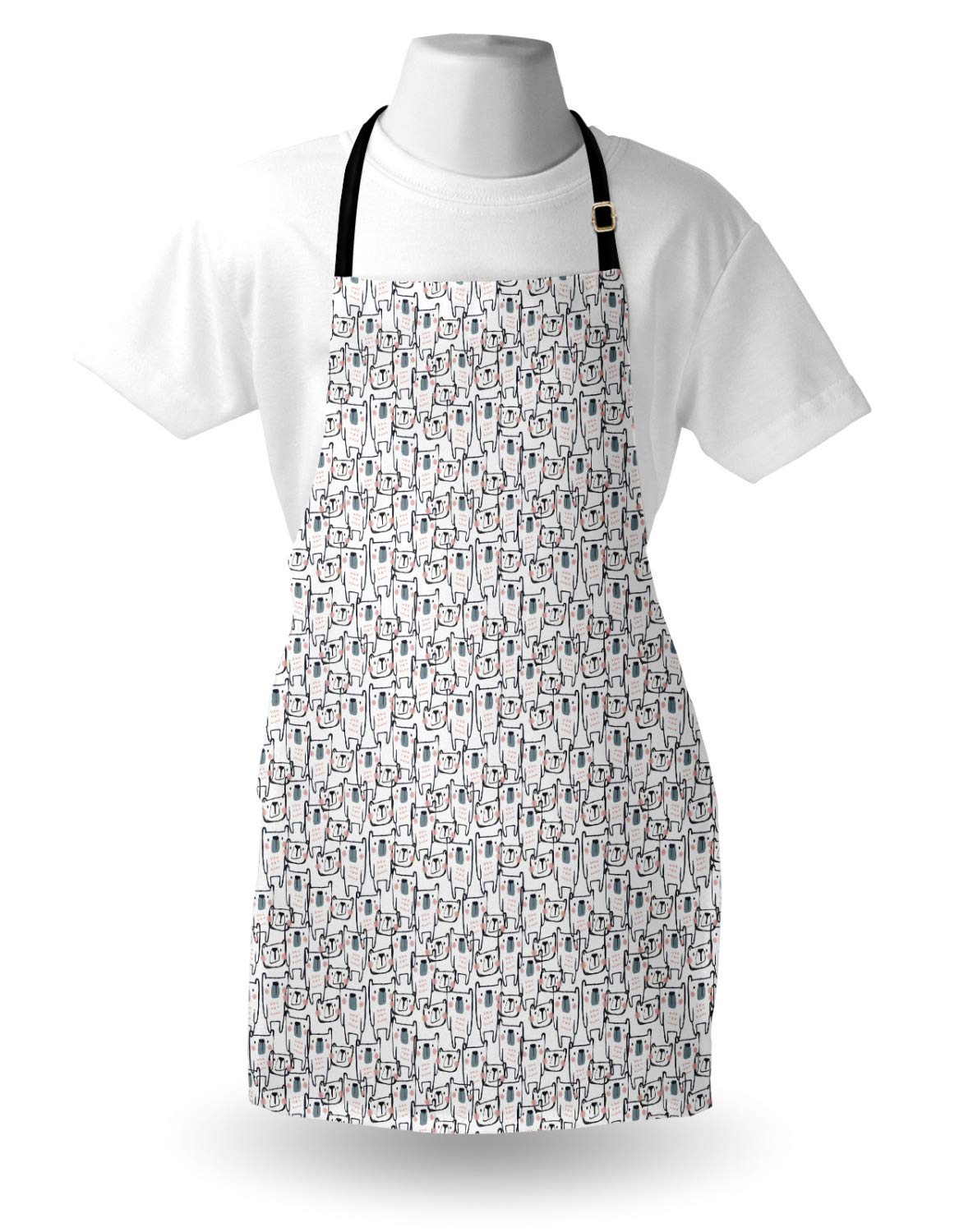 Ambesonne Cartoon Bear Apron - Unisex Kitchen Bib for Cooking & Gardening