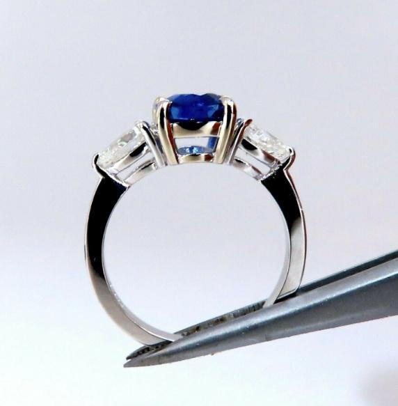 GIA Certified 2.94 Carat Natural No Heat Blue Sapphire Diamond Ring in 14K White Gold - Elegant Engagement, Wedding & Anniversary Jewelry Gift for Women