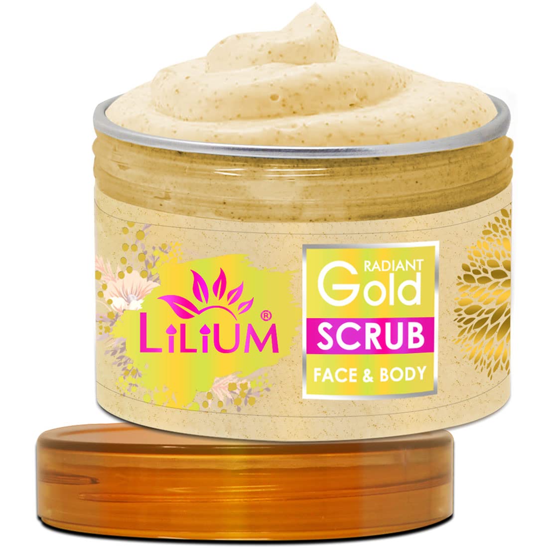 Lilium Radiant Gold Face Scrub 250g - Deep Exfoliating Cleanser for Dead Skin Removal, Tan & Blackhead Treatment | Natural, Paraben-Free Formula | Perfect for Daily Skincare Routine & Spa Days