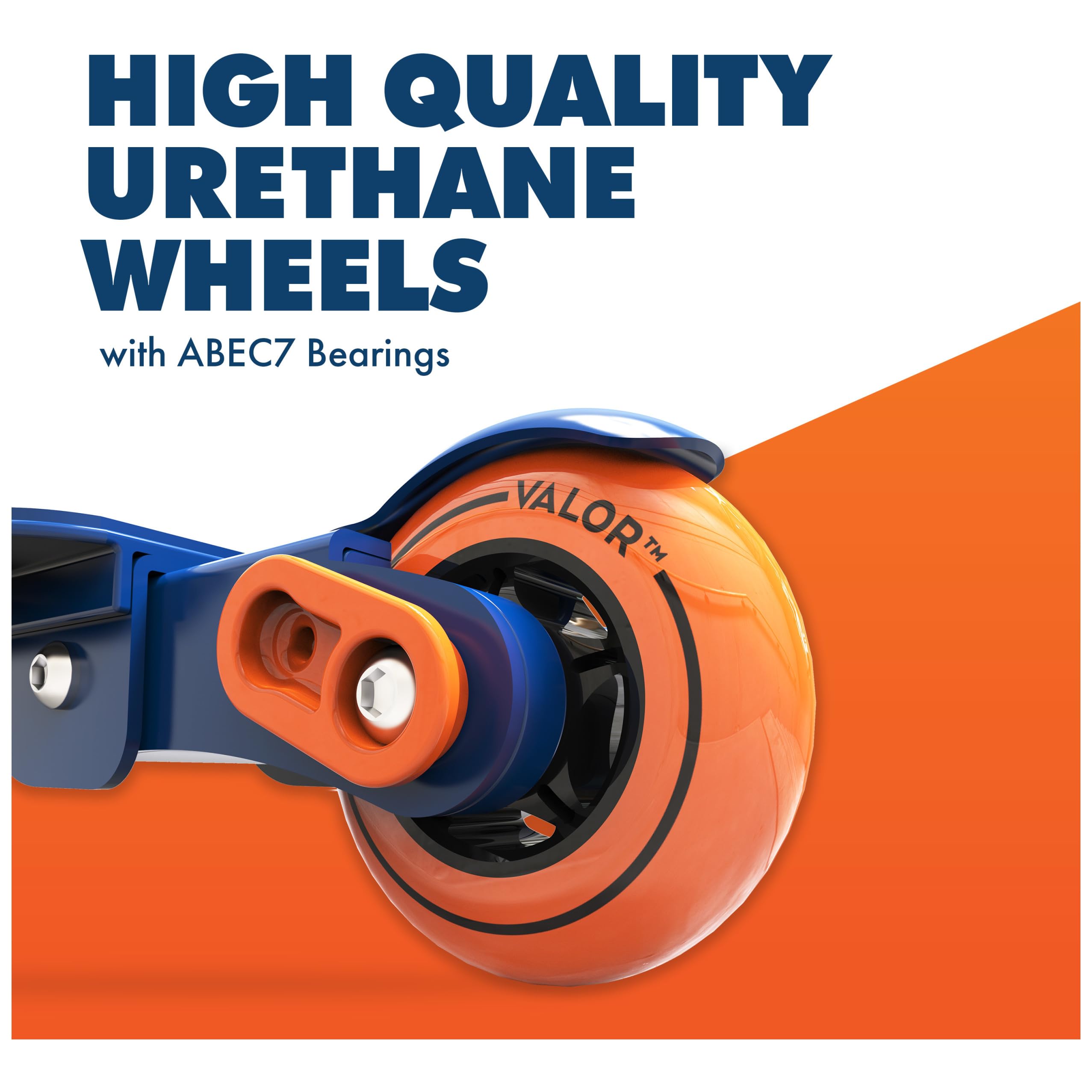 Valor Kick Scooter for Kids - Ultra Compact & Lightweight Foldable Scooter with ABEC-7 Wheel Bearings | Outdoor Ride-On Toy for Boys & Girls Ages 8-12 | Blue & Orange | Perfect for Commuting, Park Rides & Neighborhood Fun