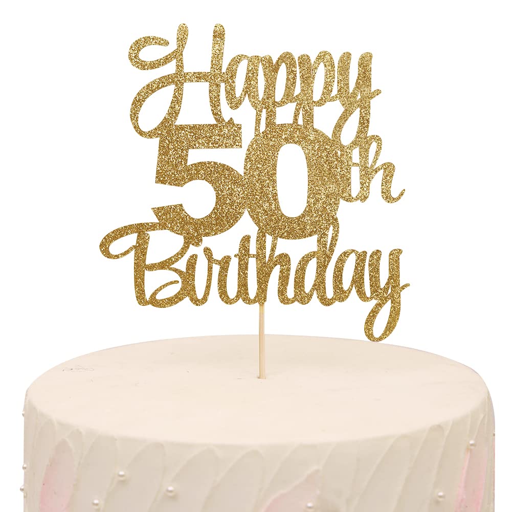 50th Birthday Cake Topper - Elegant Gold 50 Cake Topper for Anniversary & Party Decorations | Perfect for Milestone Celebrations, Retirement Parties & Golden Jubilee Events