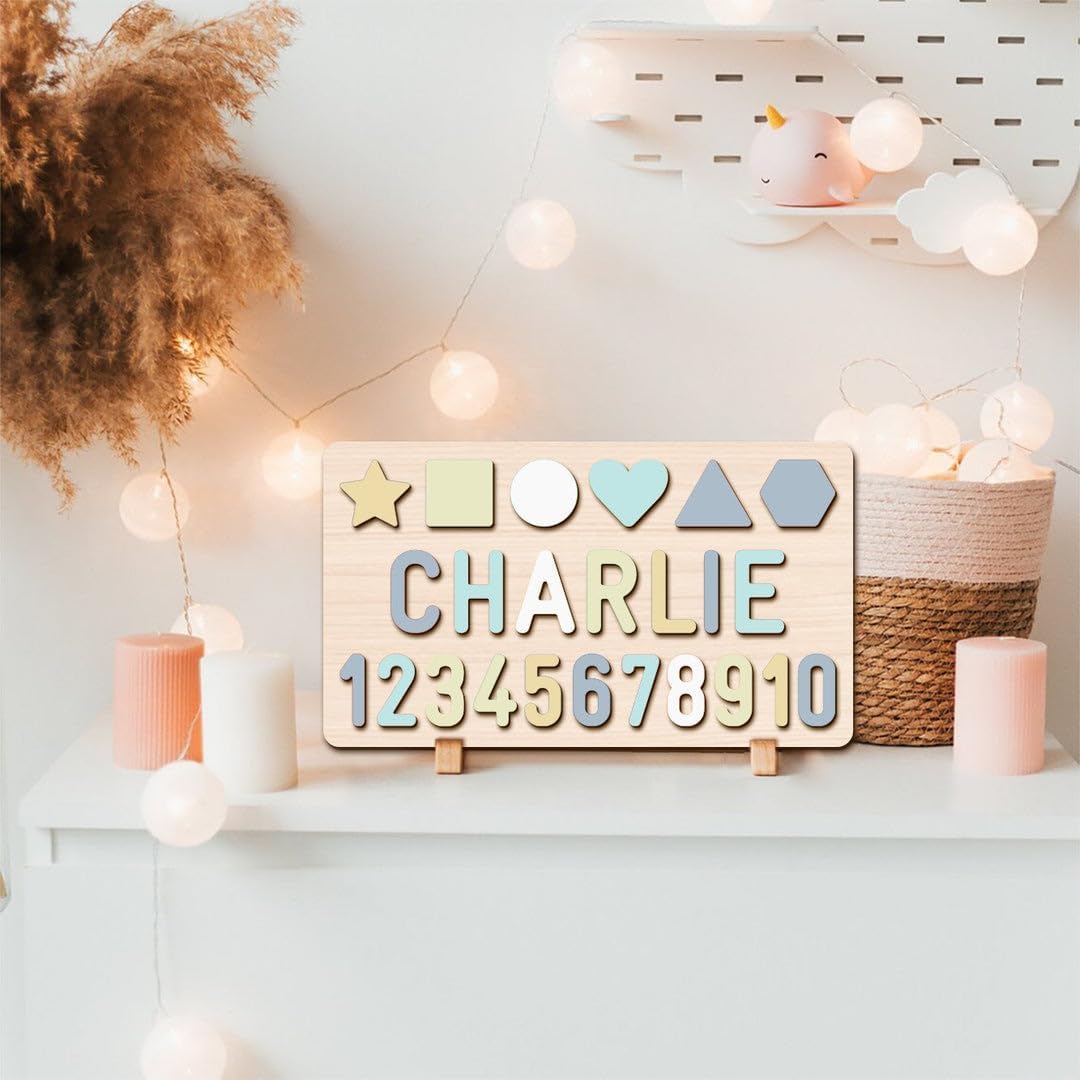 Personalized Kids Name Puzzle - Custom Wooden Name Puzzle for Toddlers - Educational Learning Toy for Boys & Girls - Unique Baby Shower Gift & Birthday Present - Perfect for Nursery Decor & Early Childhood Development