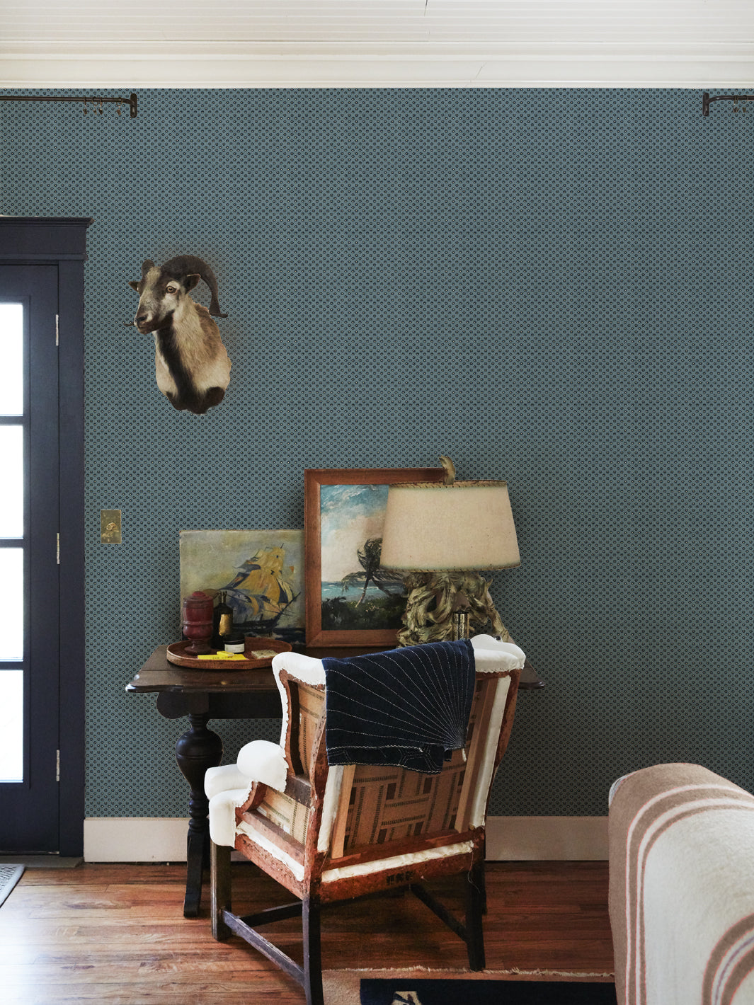 Chris Benz Blue Ditsy Flower Wallpaper - Vintage Floral Peel and Stick Wallpaper for Bedroom, Living Room & Nursery Decor