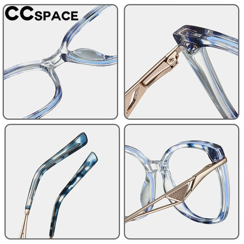 CCspace Women's Full Rim Square Cat Eye Titanium Eyeglasses Frame - Lightweight TR90 Material for All-Day Comfort - Perfect for Office, Reading & Fashion Accessories