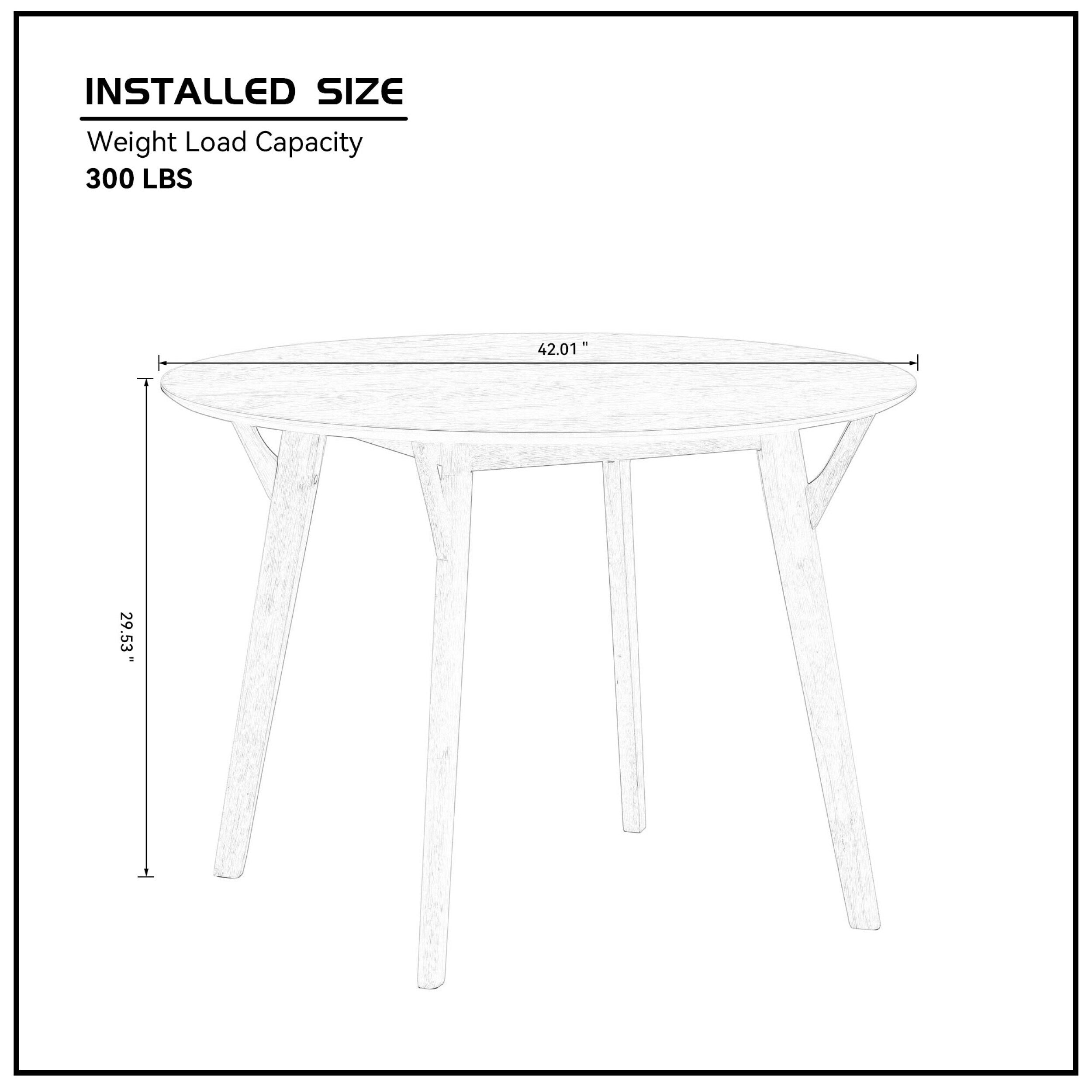 42-Inch Round Dining Table for 4 - Solid Wood & MDF Modern Kitchen Table with Space-Saving Design | Perfect for Small Apartments, Breakfast Nooks & Cozy Dining Spaces