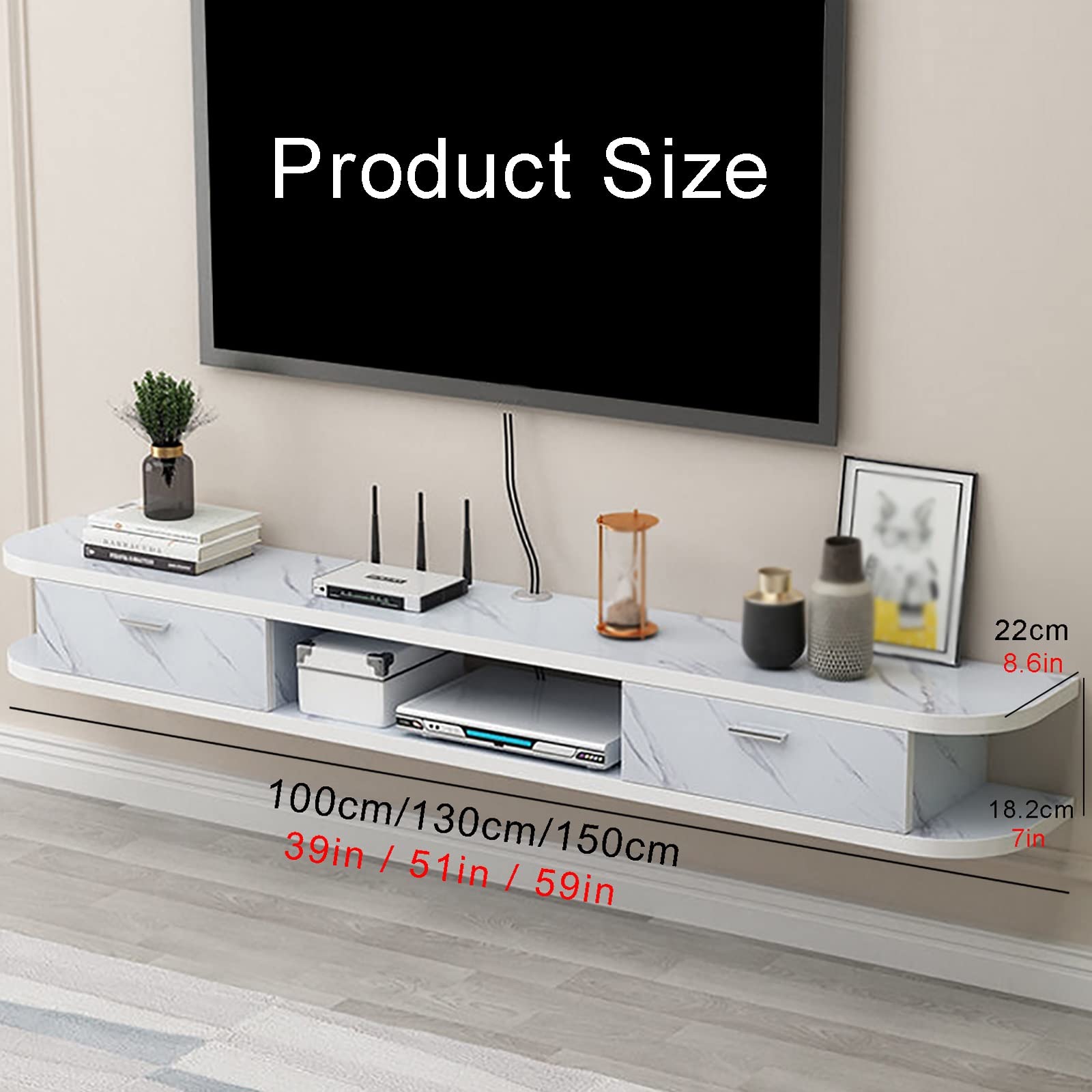 Wall Mounted Floating TV Stand - 100x22x18.2cm Modern TV Shelf with Storage, Space-Saving Media Console for Living Room & Home Office (Black) - Perfect for Small Spaces & Entertainment Centers