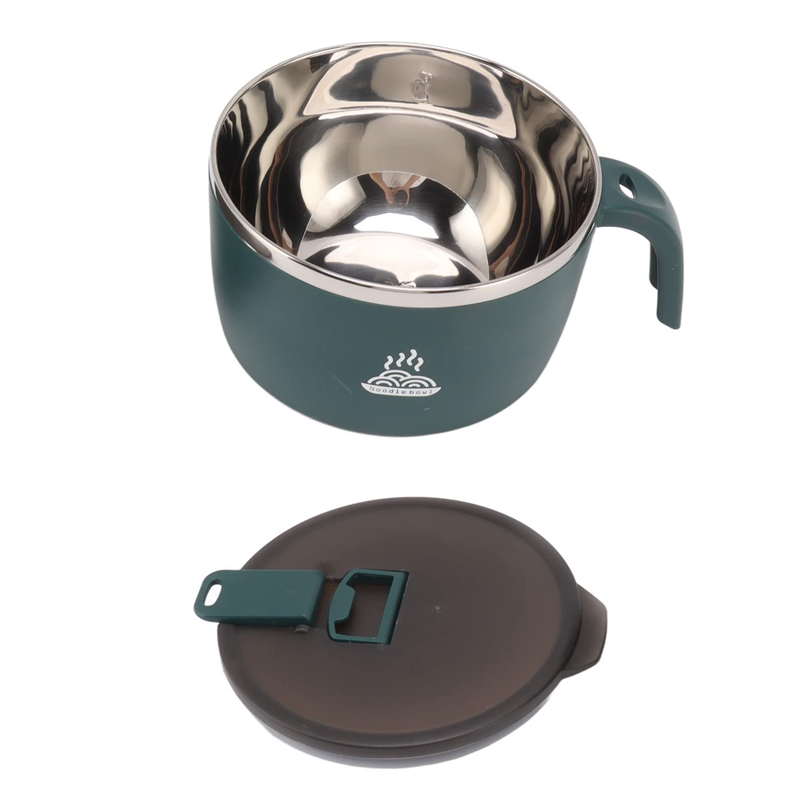 Stainless Steel Instant Noodles Bowl with Lid - 900ML Double Layer Thermal Soup Bowl, Insulated Lunch Box for Cooking & Storing Food - Perfect for Home, Kitchen, Office & Camping (Green)