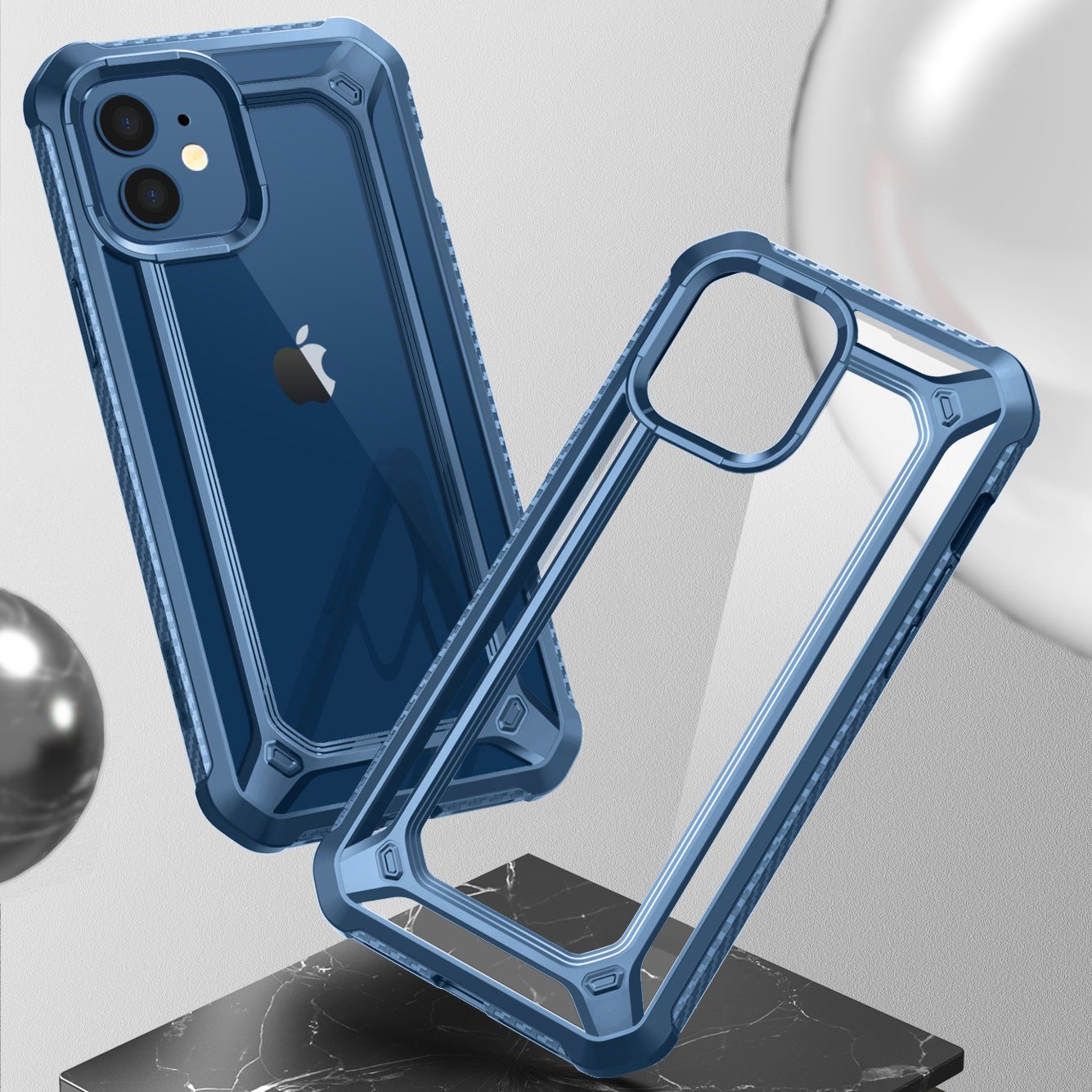 iPhone 12 Mini 5.4 Inch Clear Protective Case | Unicorn Beetle Exo Slim Blue Phone Cover | Shockproof & Scratch Resistant for Everyday Use & Outdoor Activities