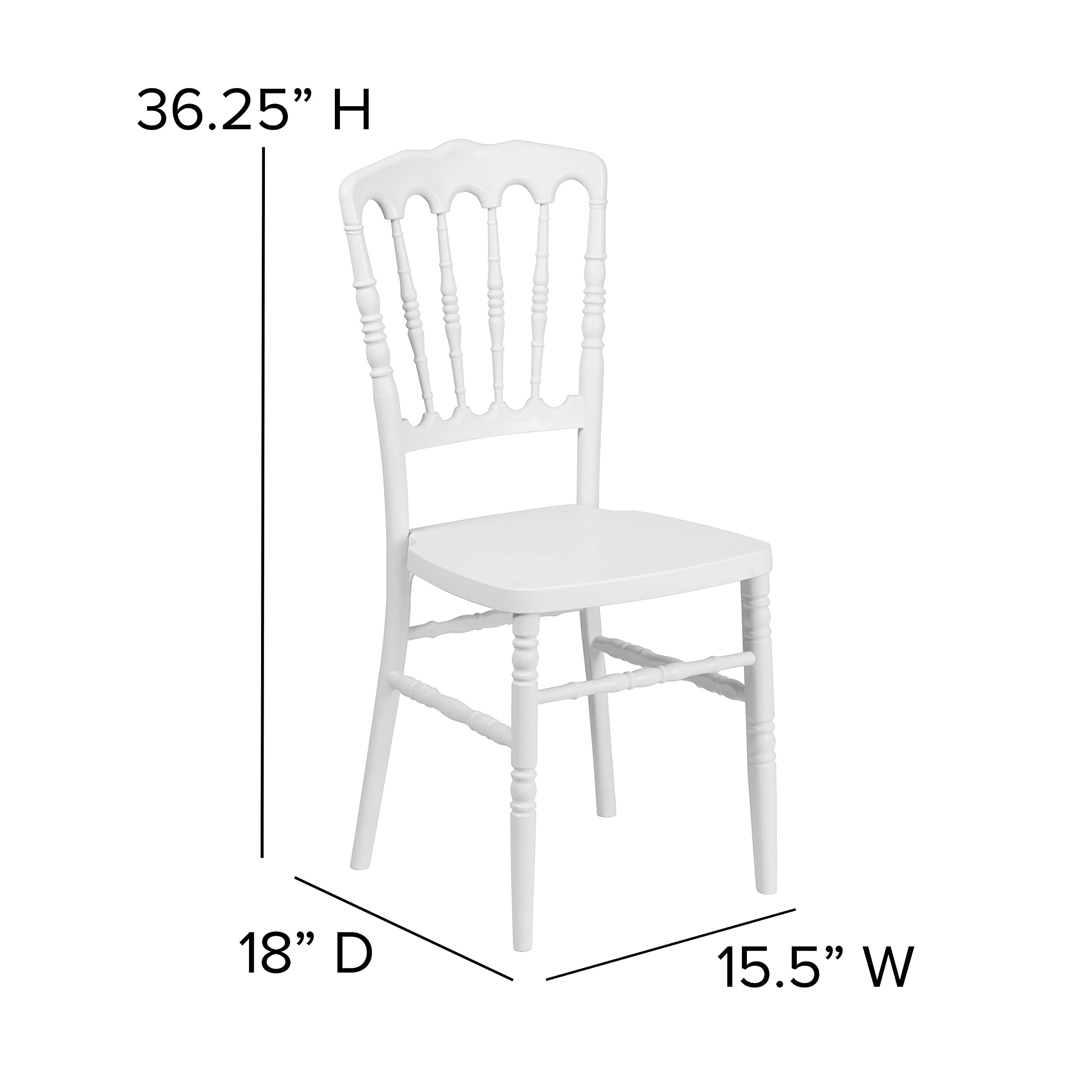 Flash Furniture HERCULES Series White Resin Stacking Napoleon Chair - Heavy Duty Indoor/Outdoor Stackable Chairs for Patio, Restaurant, Banquet & Event Seating