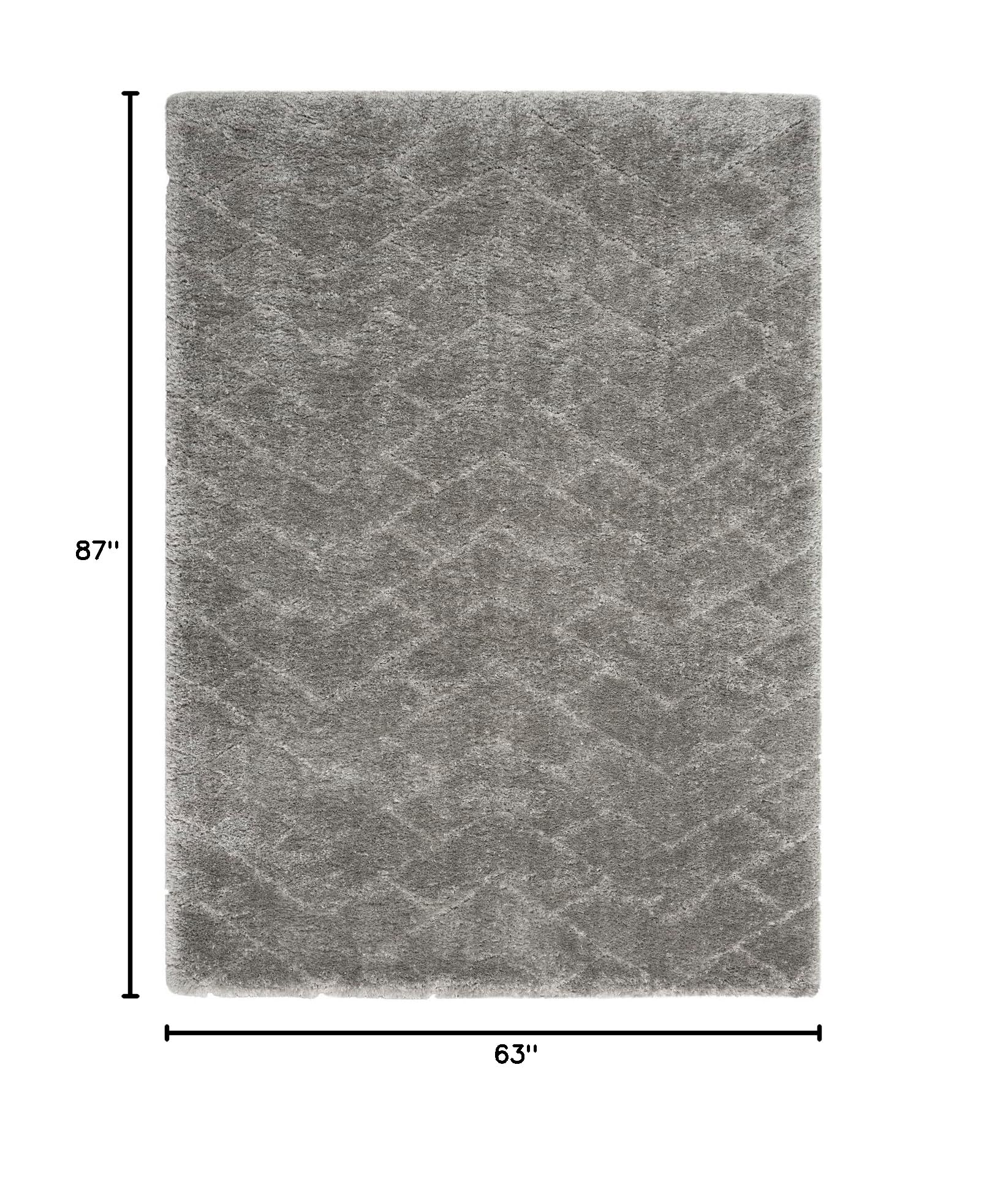 Nourison Luxurious Shag Abstract Grey 5'3