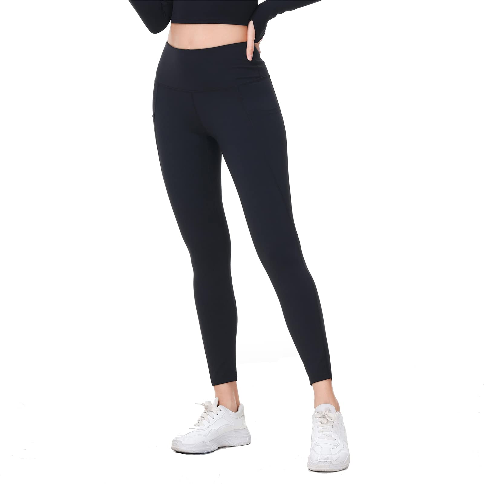 Rataves High Waisted Yoga Pants for Women with Pockets - Tummy Control Workout Running Leggings with Mesh Design (010) - Perfect for Gym, Yoga, Running & Everyday Wear