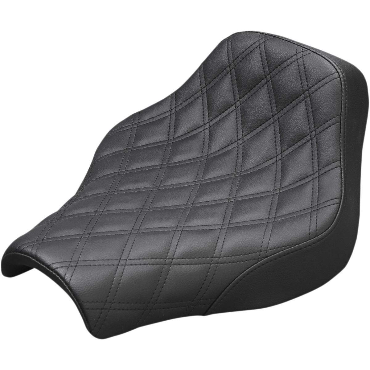 Saddlemen Renegade Lattice Stitch Black Solo Motorcycle Seat (818-30-002LS) - Comfortable Cruiser Seat for Harley Davidson & Touring Bikes - Perfect for Long Rides & Road Trips