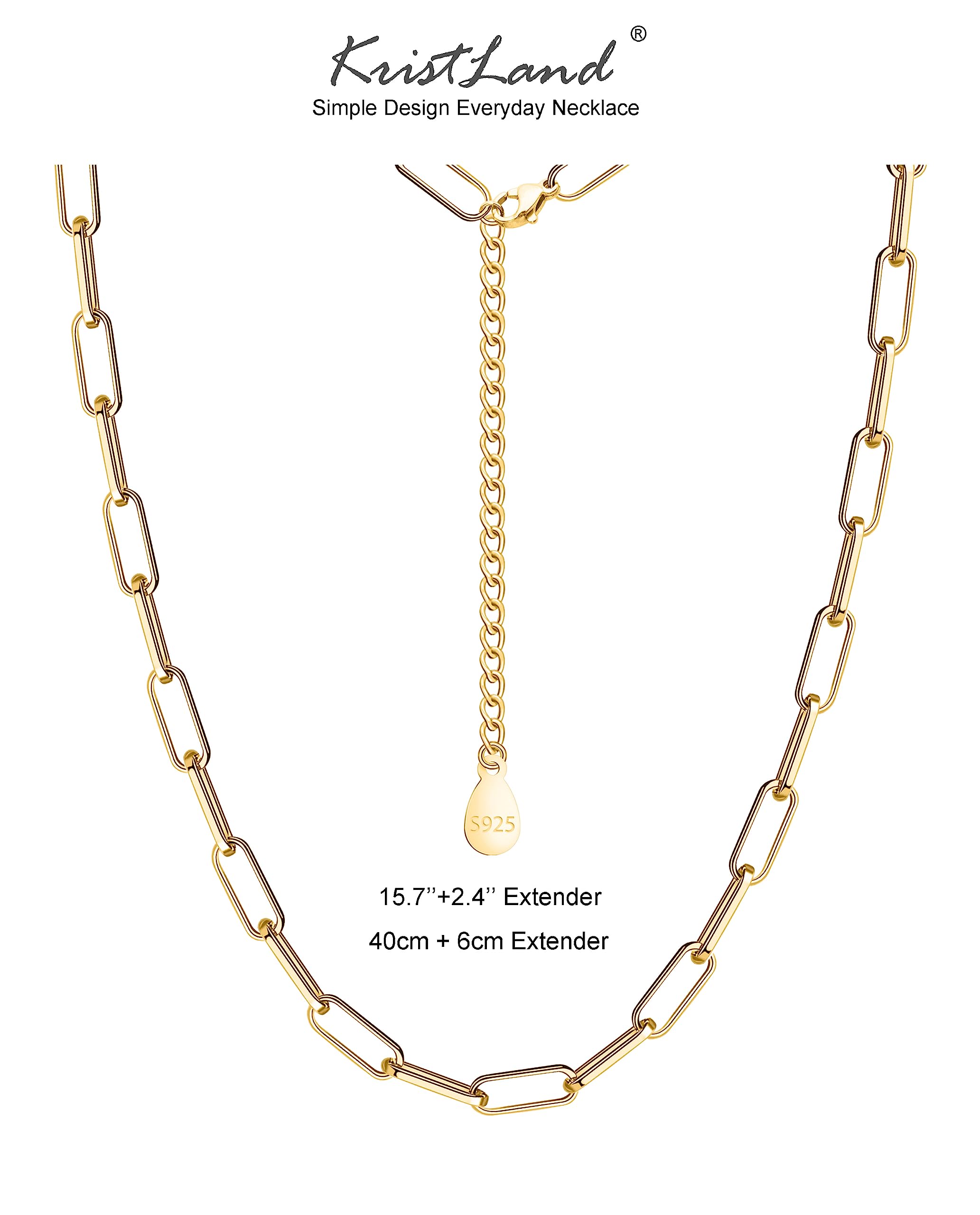 S925 Silver Paperclip Necklace - 18k Gold Plated Trendy Snake Chain Choker - Layered Titanium Steel Women's Jewelry for Everyday Wear, Gift Giving & Special Occasions